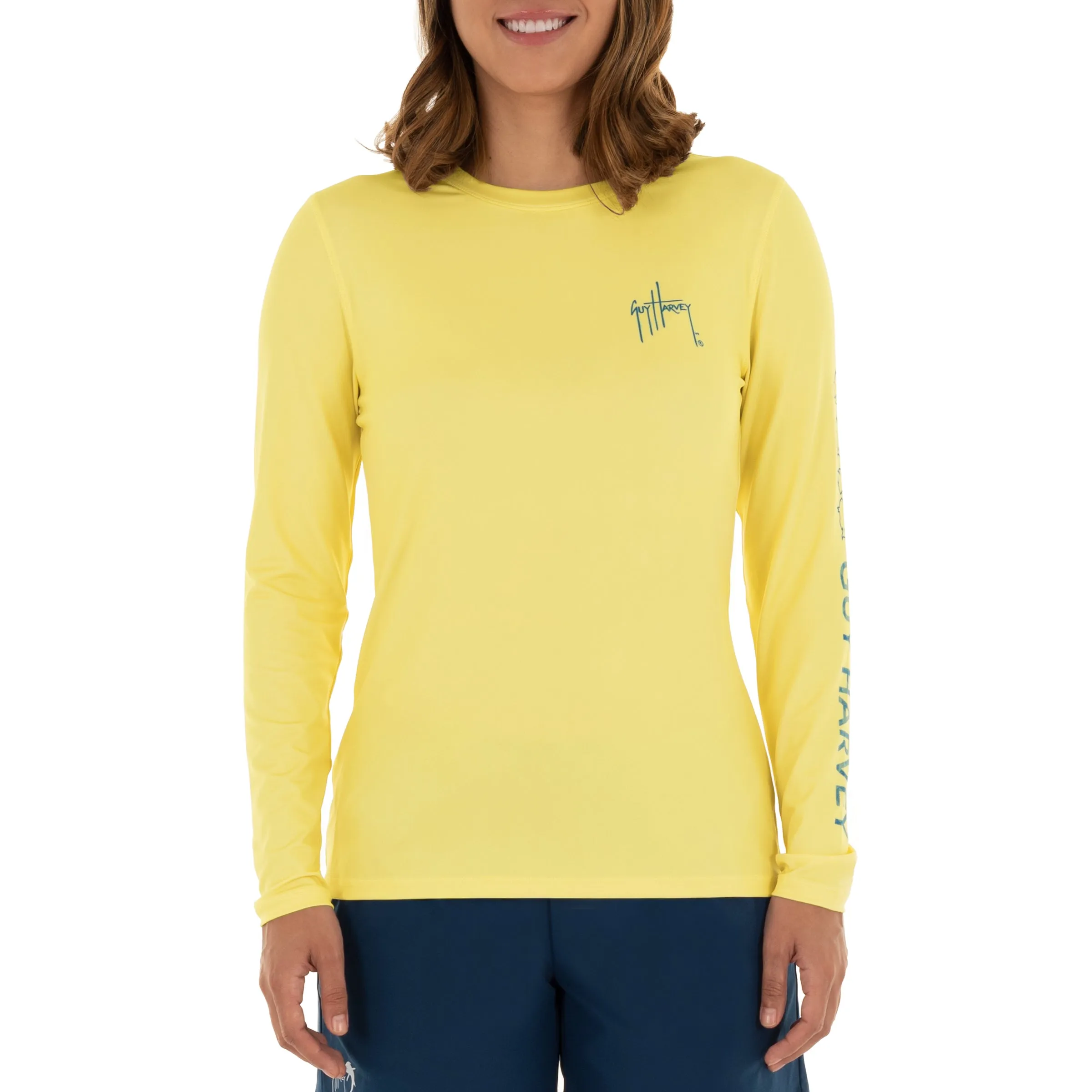 Ladies Core Solid Yellow Sun Protection Top