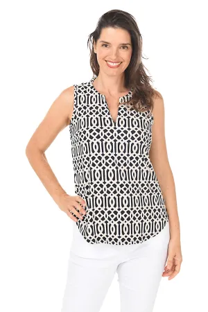 Lattice UPF50  Split Neck Sleeveless Top