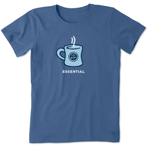 Life is Good Women's Coffee is Essential Crusher Tee (Vintage Blue)