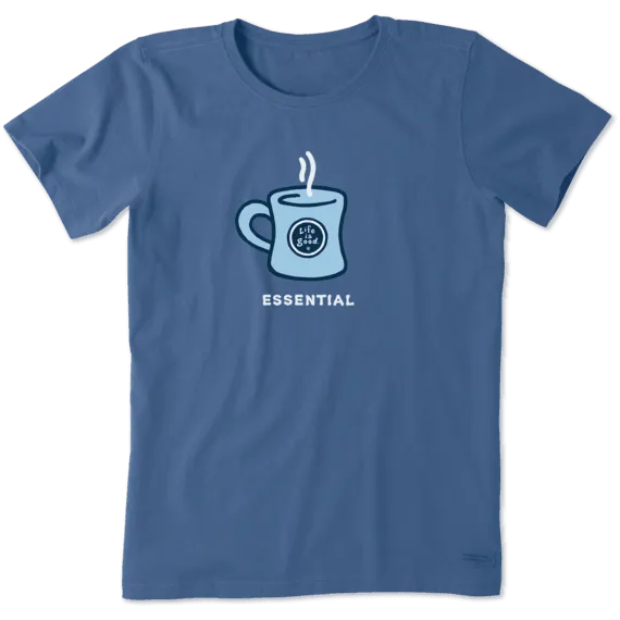 Life is Good Women's Coffee is Essential Crusher Tee (Vintage Blue)