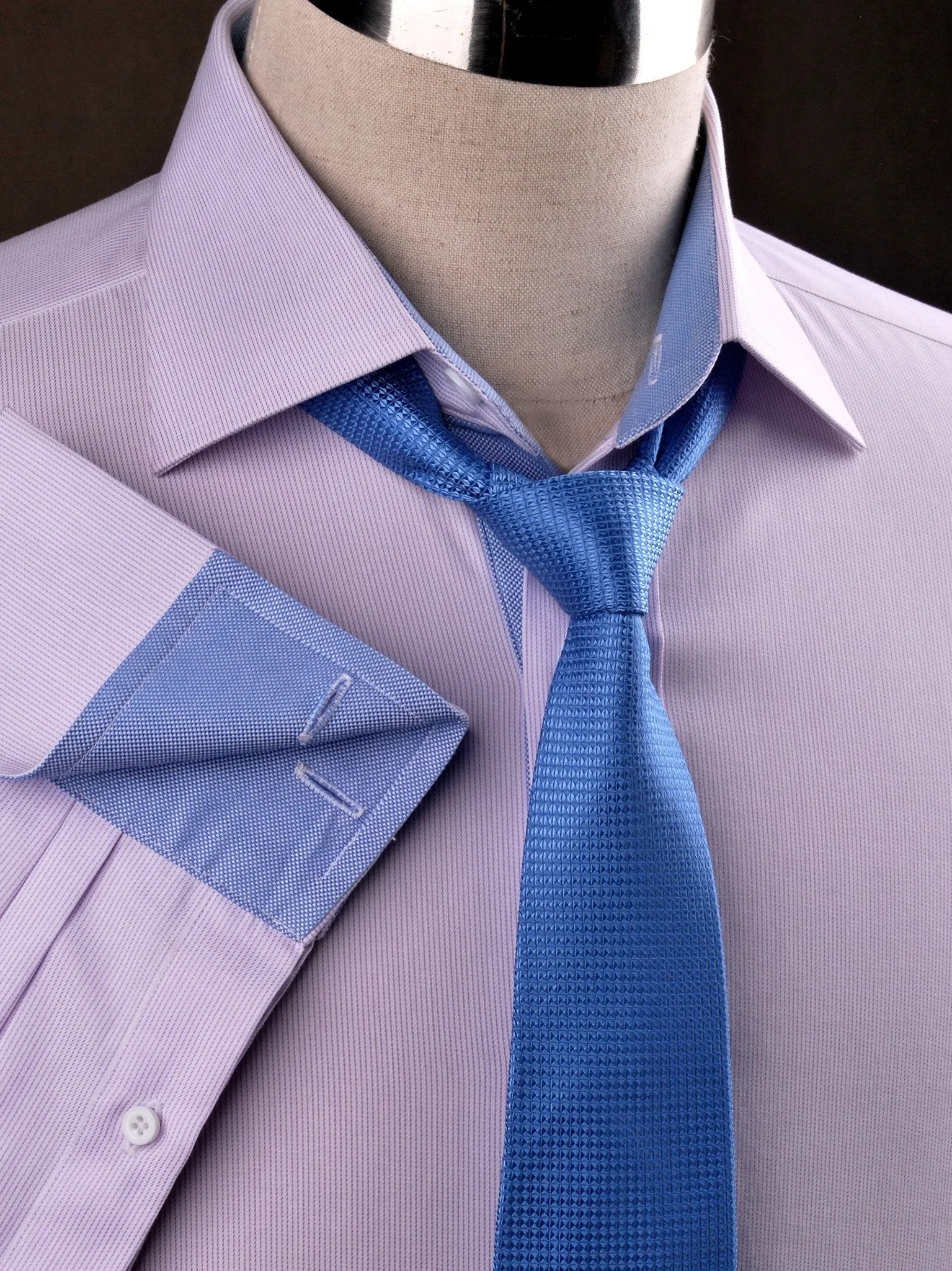 Lilac Hairline Stripe Formal Business Dress Shirt Blue Royal Oxford Fashion