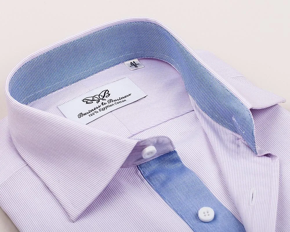 Lilac Hairline Stripe Formal Business Dress Shirt Blue Royal Oxford Fashion