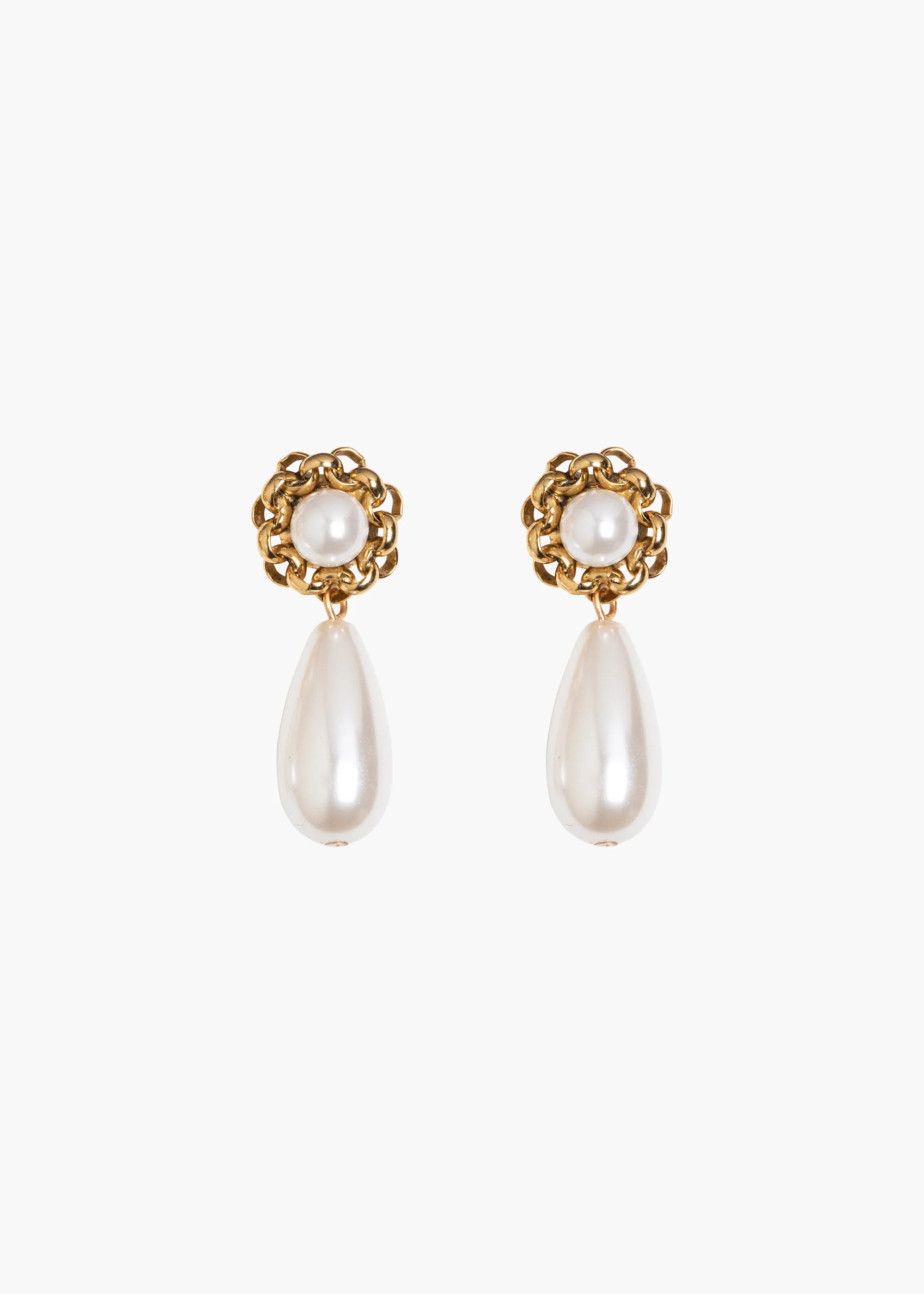 Luella Earrings -- Gold Pearl