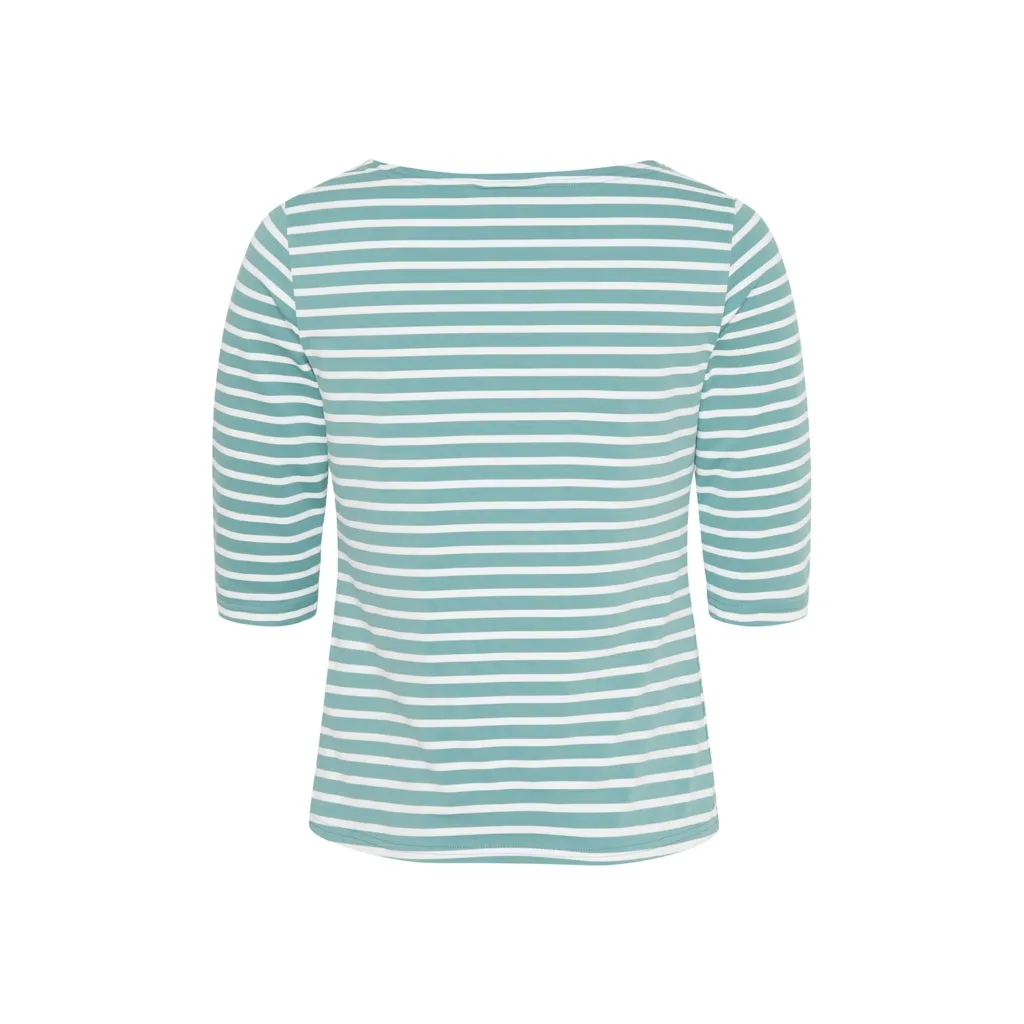 Marina tee with UV protection - Aqua Blue/White