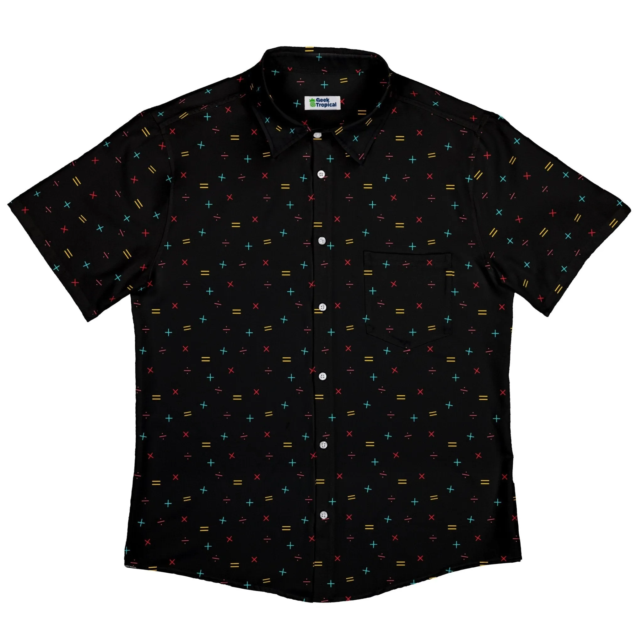 Math Symbols Black Button Up Shirt