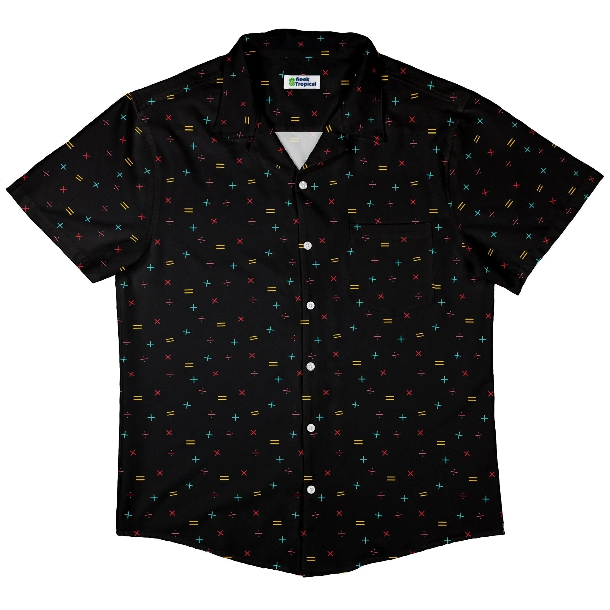 Math Symbols Black Button Up Shirt