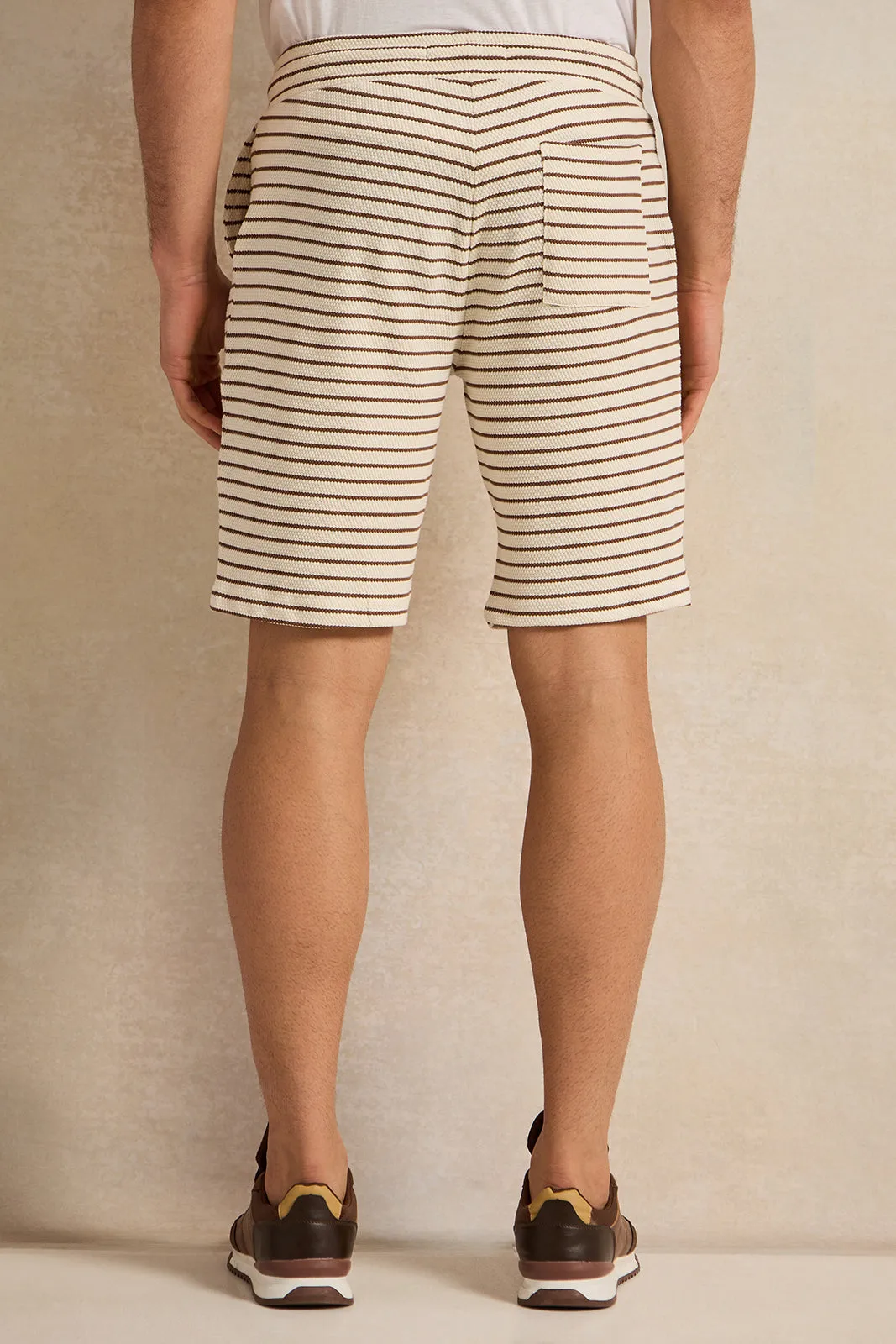 Men Beige Striped  Lounge Shorts