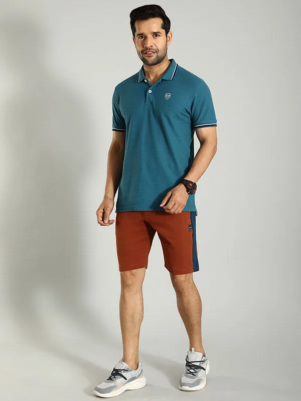 Men Color Block Cotton Blend Shorts