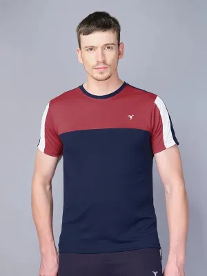 Men Colorblock Slim Fit Crew Neck T-shirt with TECHNO COOL