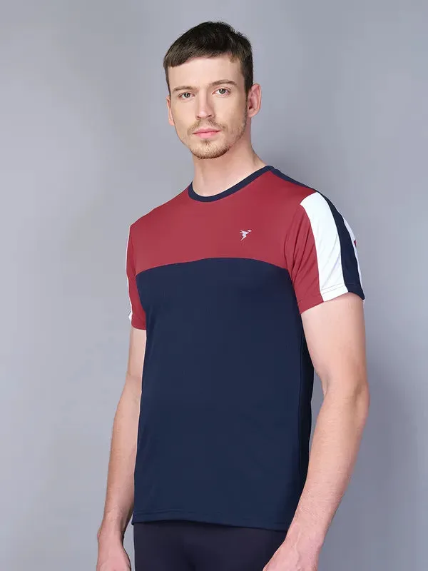 Men Colorblock Slim Fit Crew Neck T-shirt with TECHNO COOL