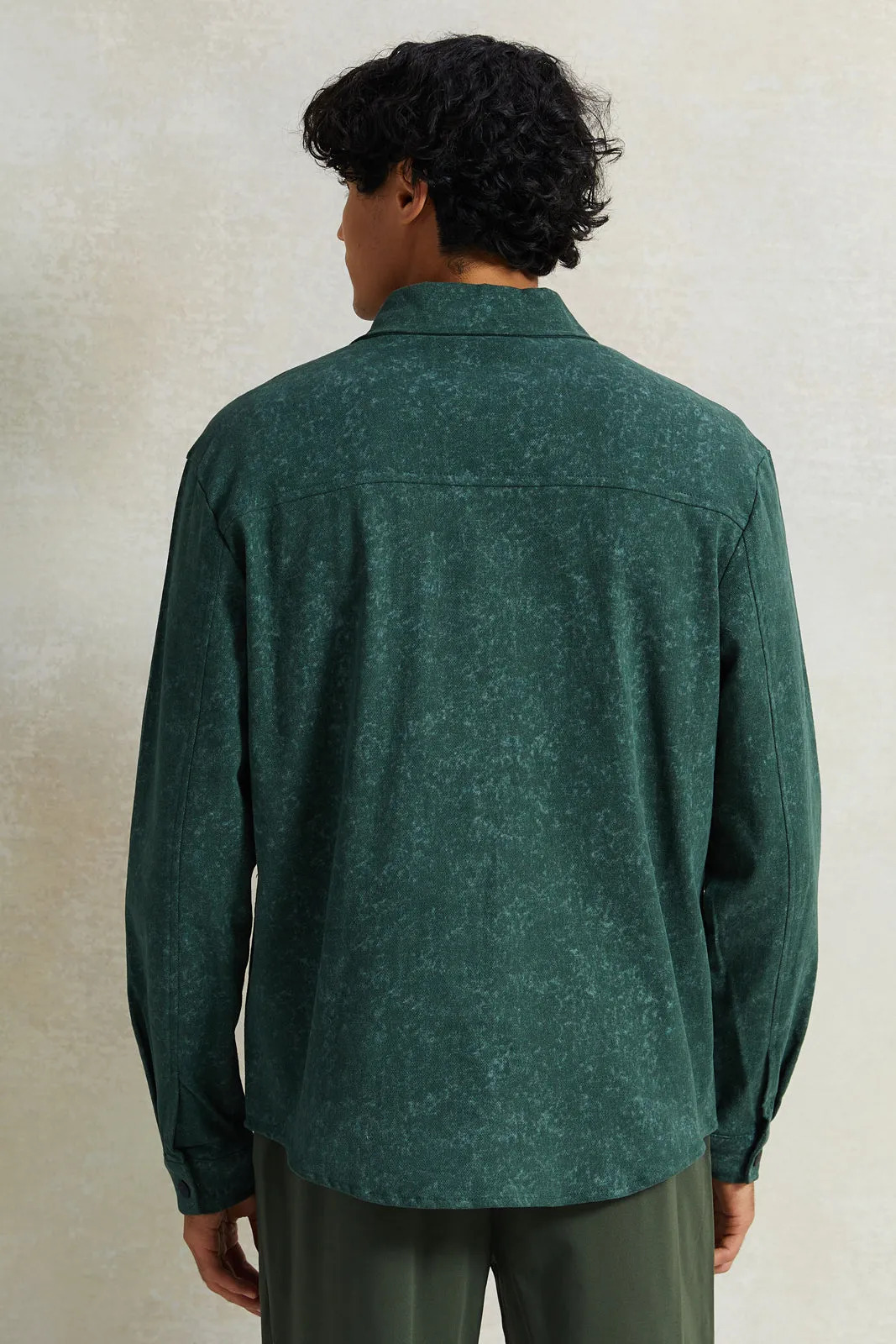 Men Green Western Pocket Over Shirt