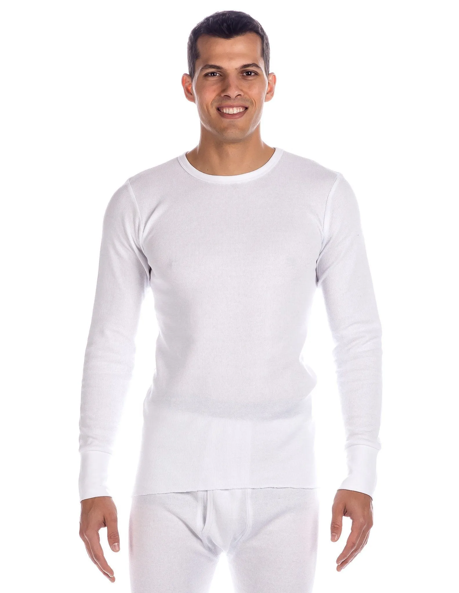 Men's Extreme Cold Waffle Knit Thermal Crew Top - White