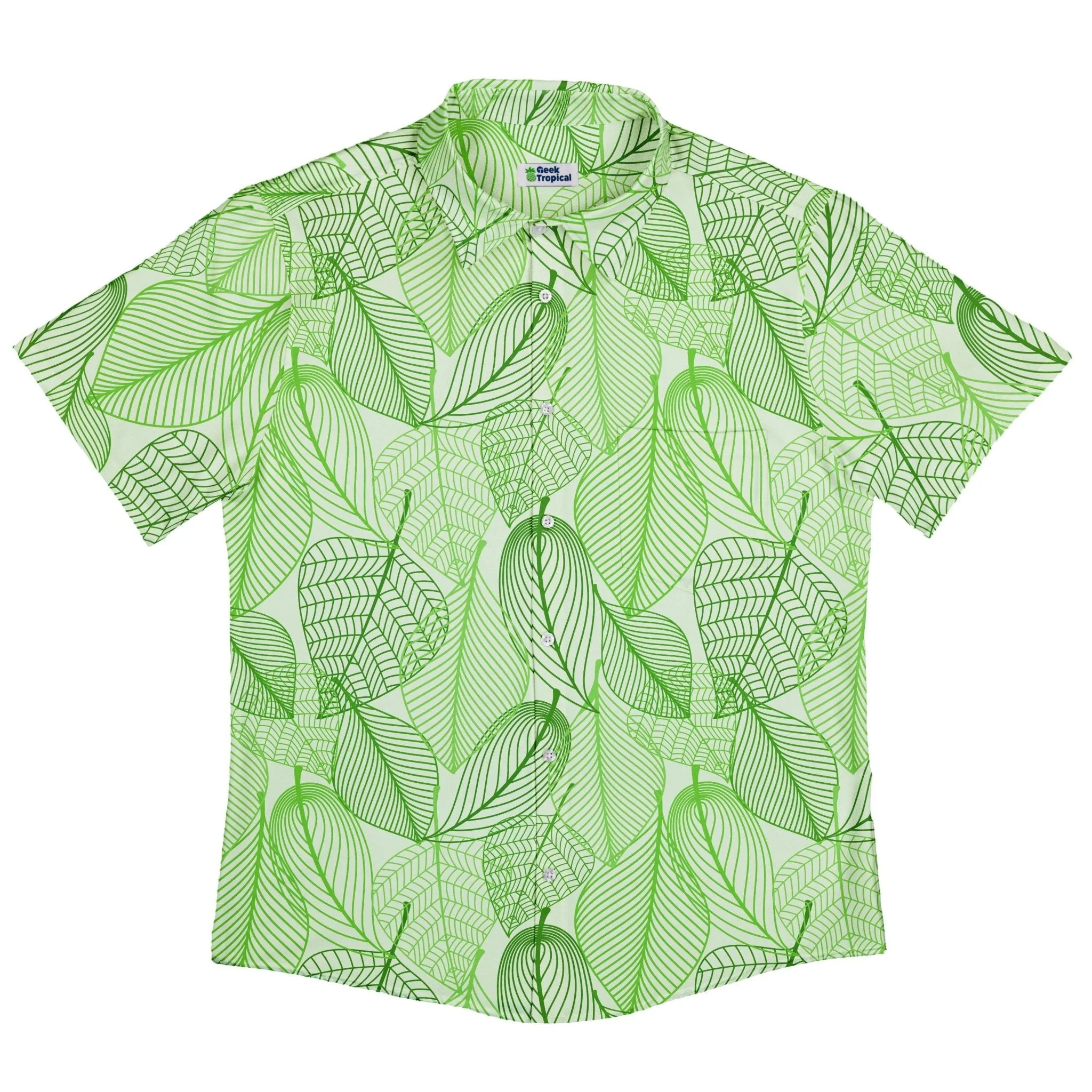 Micro Minimalist Leaves Button Up Shirt