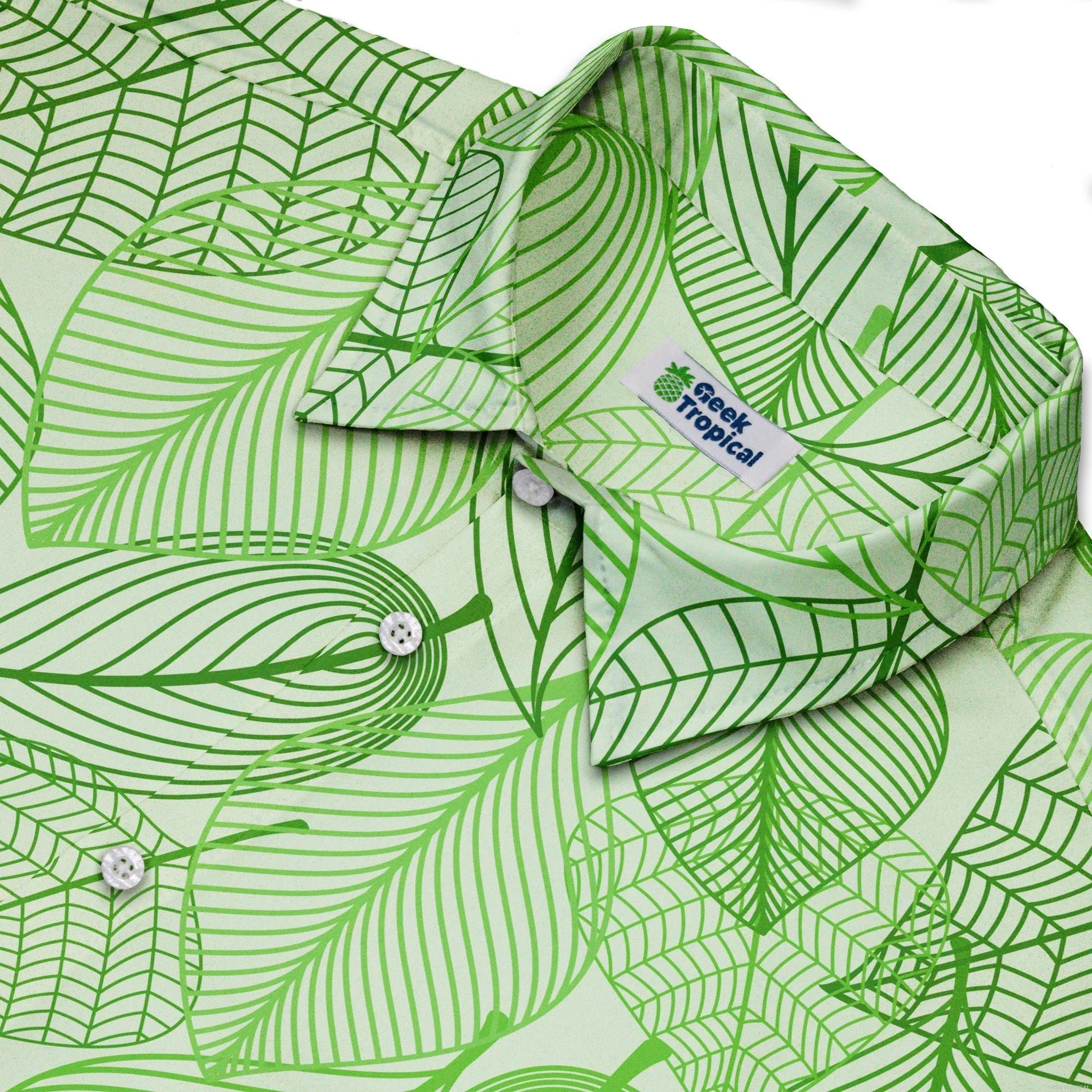 Micro Minimalist Leaves Button Up Shirt