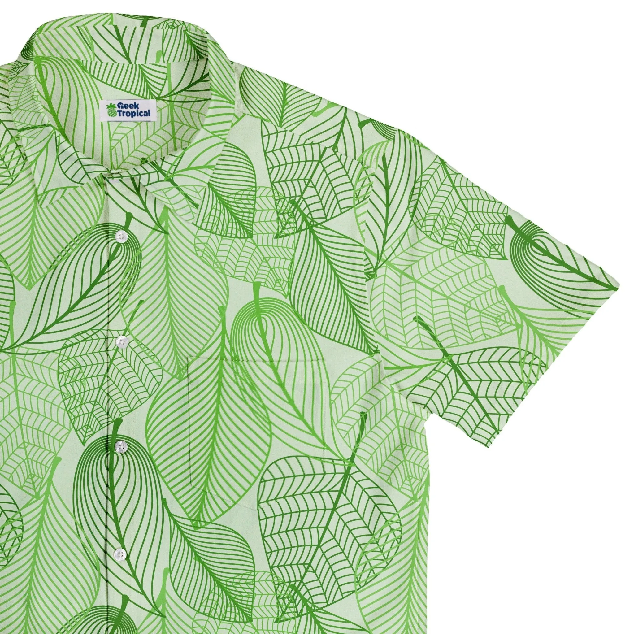 Micro Minimalist Leaves Button Up Shirt