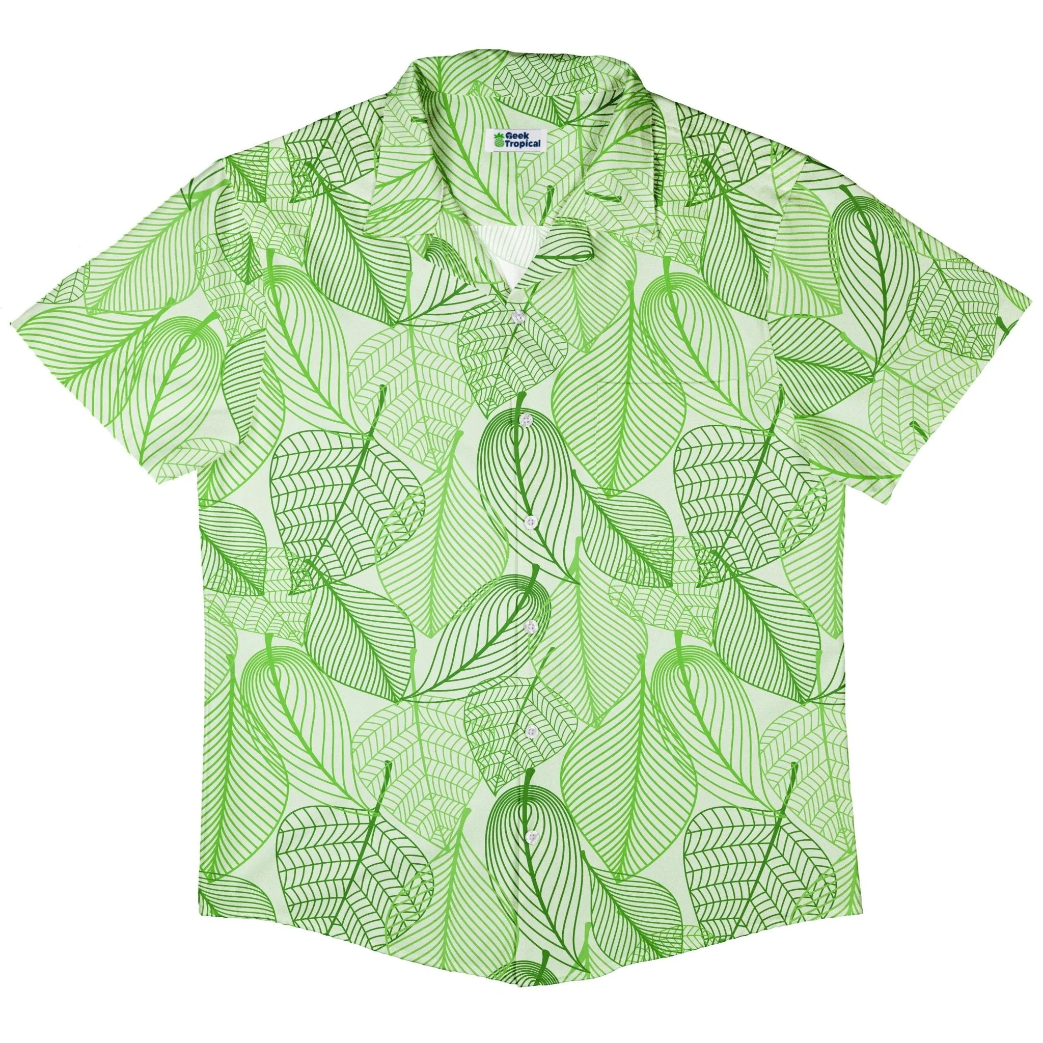 Micro Minimalist Leaves Button Up Shirt