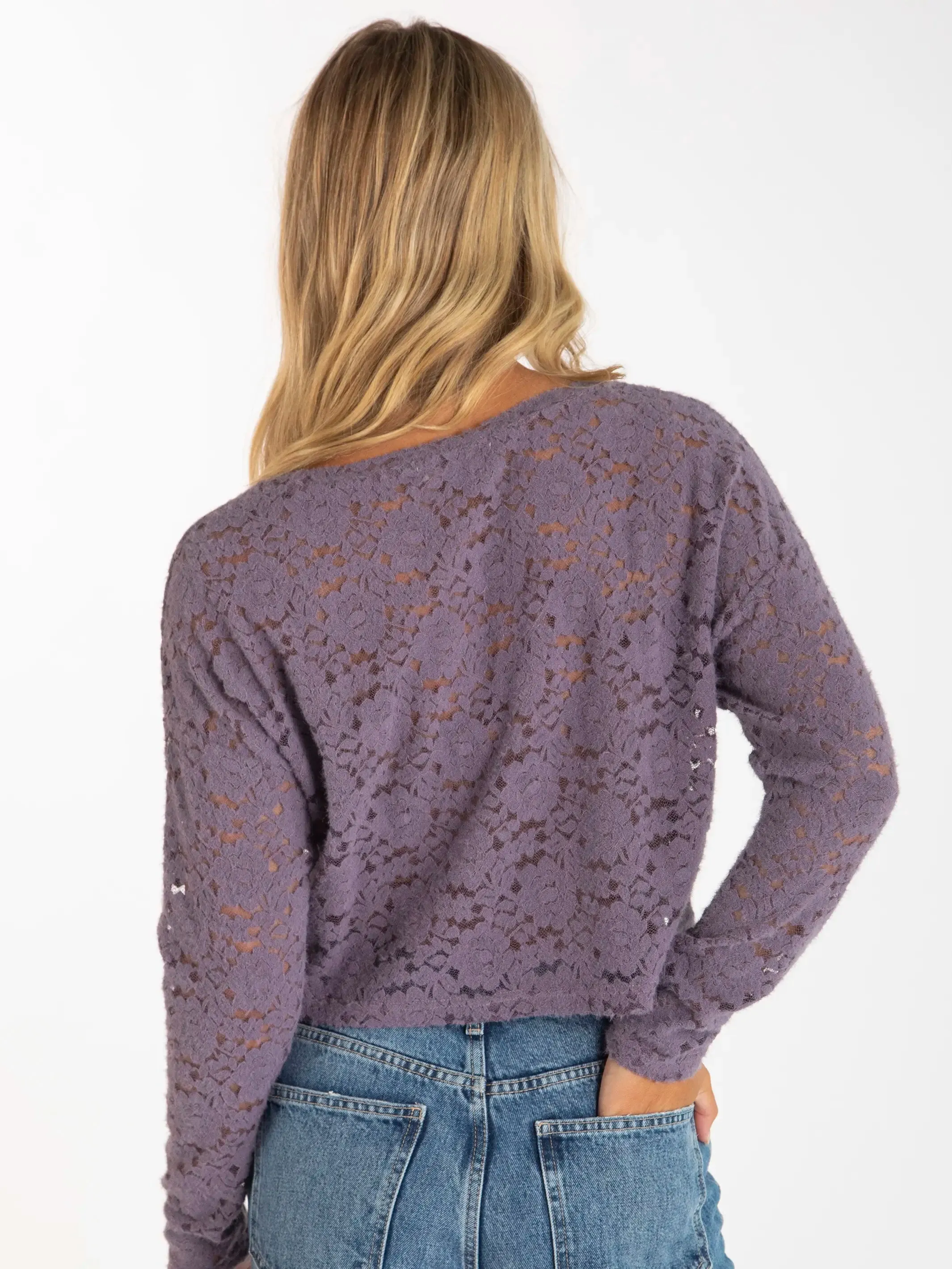 Millie Lace Layering Sweater - Light Grape