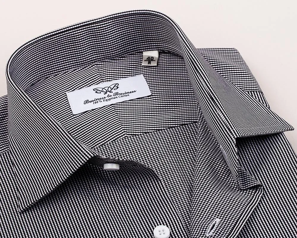 Mini Black Gingham Check Formal Business Dress Shirt Luxury Designer Fashion