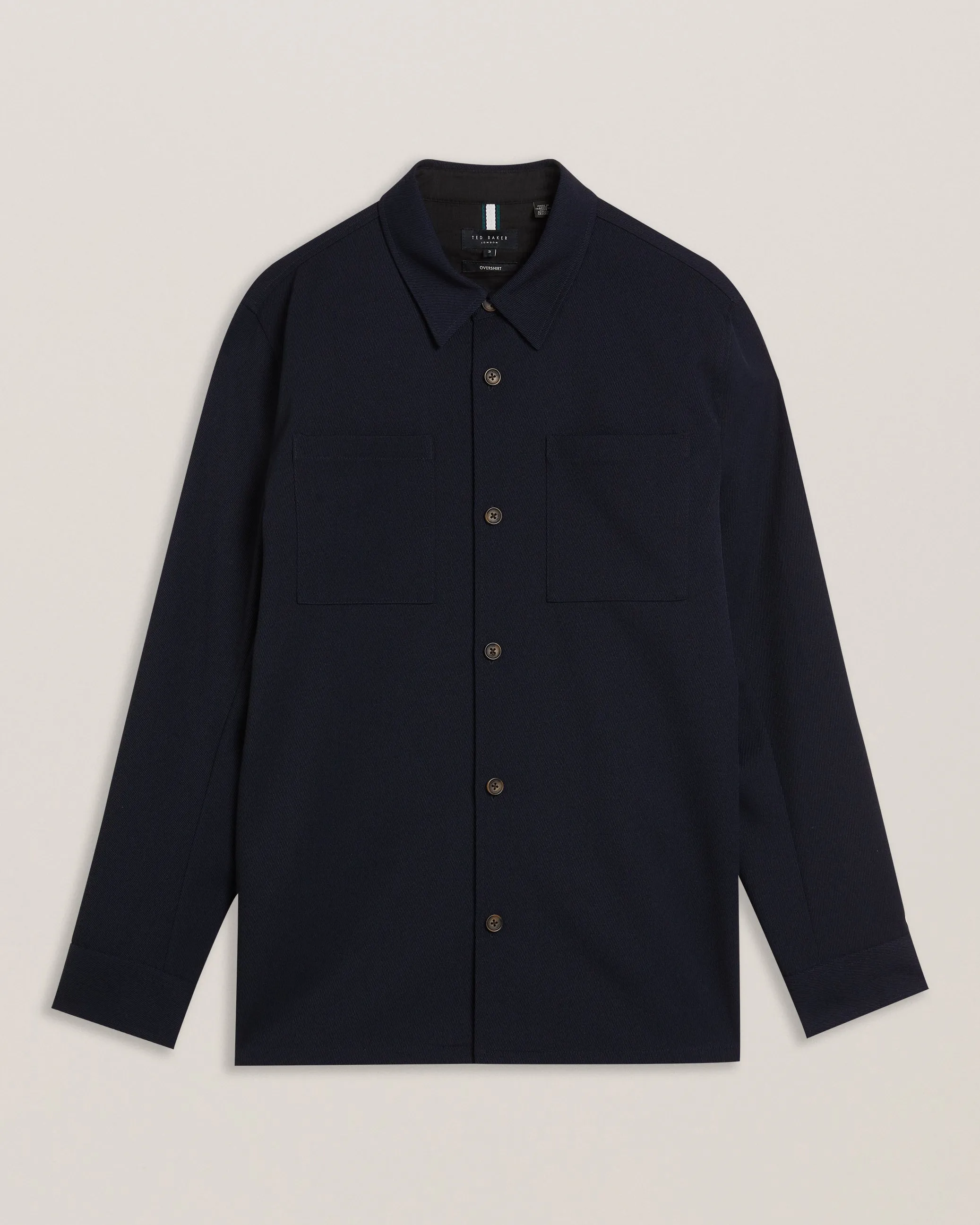 Nalfans Ls Wool Blend Twill Over Shirt Navy