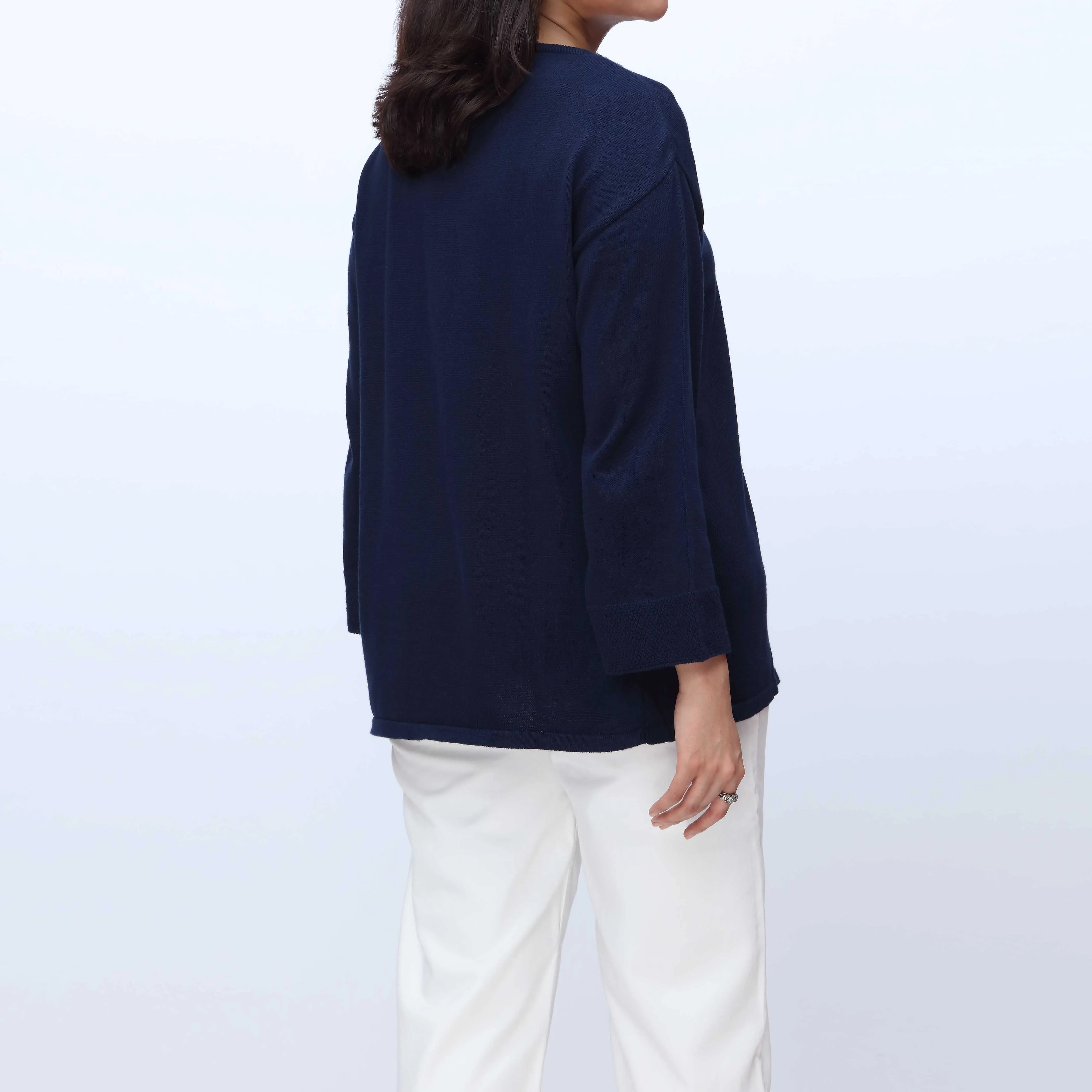 Navy Mid Length Cardigan PW3908