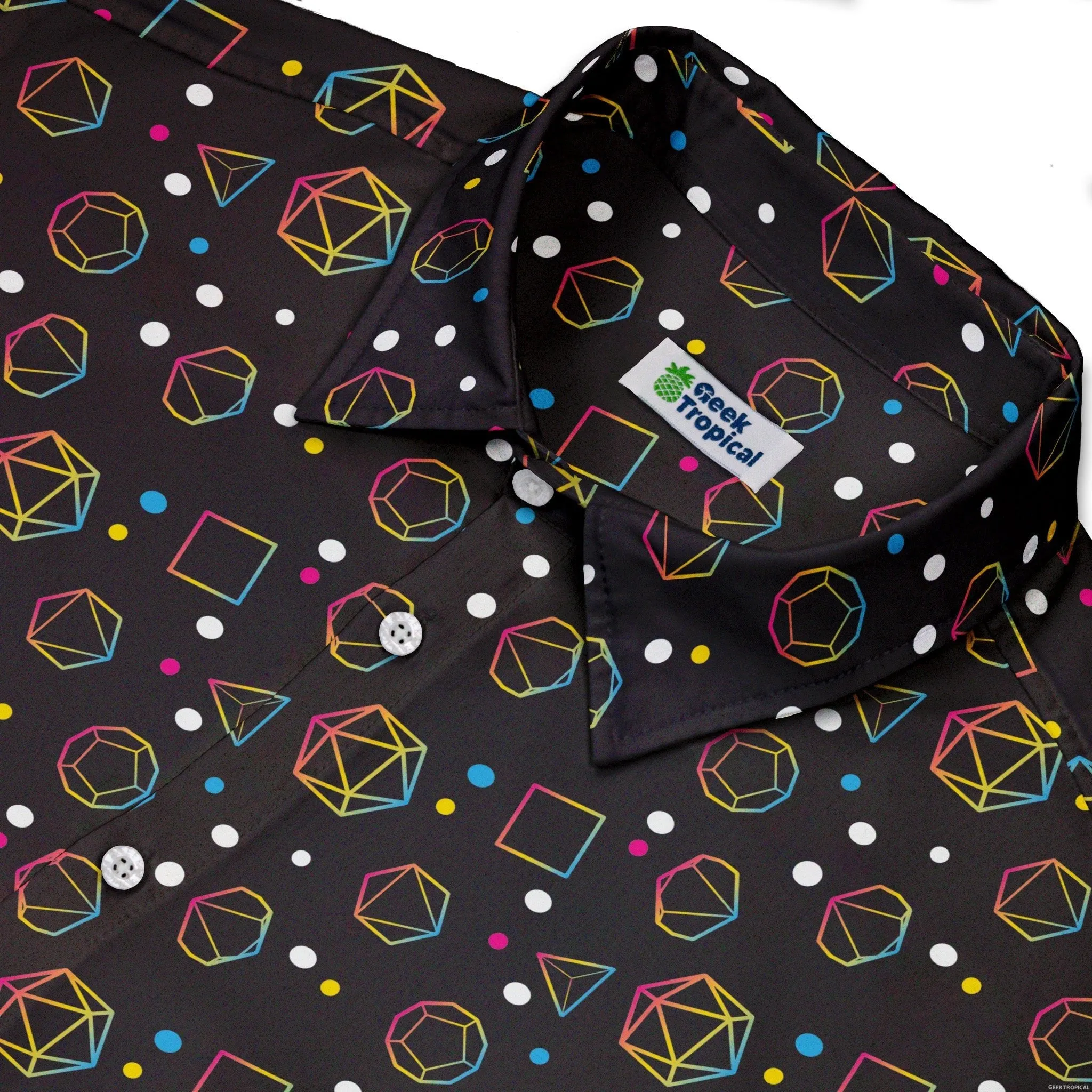 Pansexual Pride Flag DND Dice Button Up Shirt