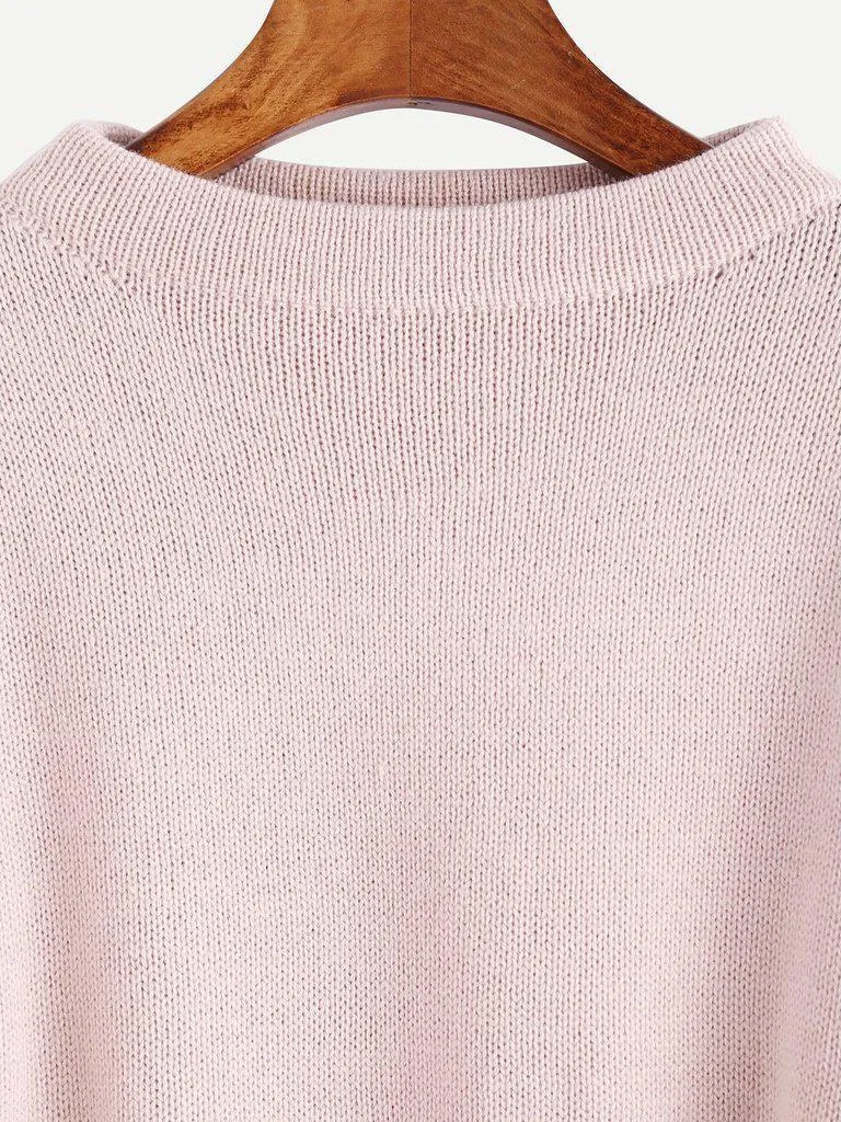 Pink Layered Ruffle Sleeve Pullover Sweater