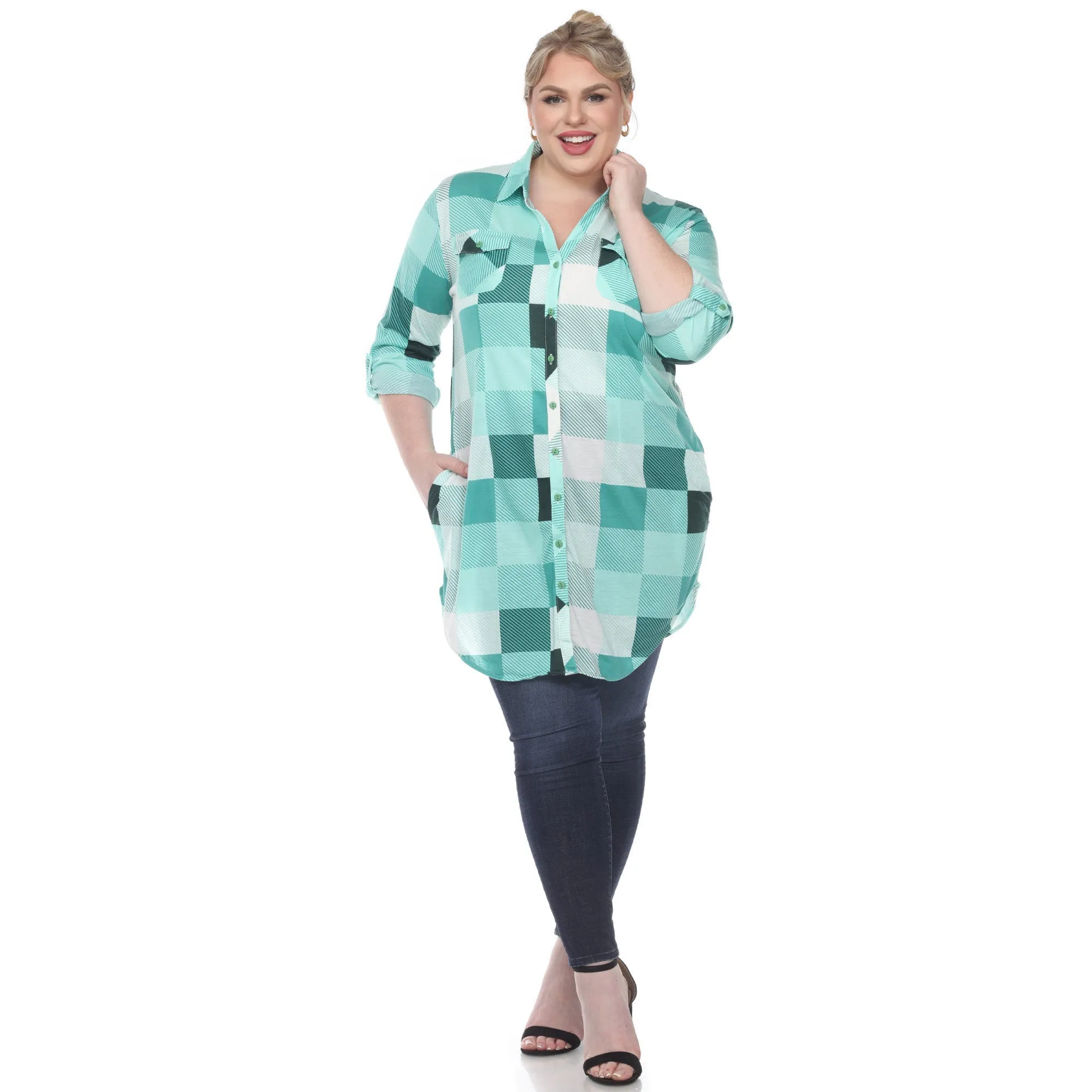 Plaid Tunic Shirt - Plus