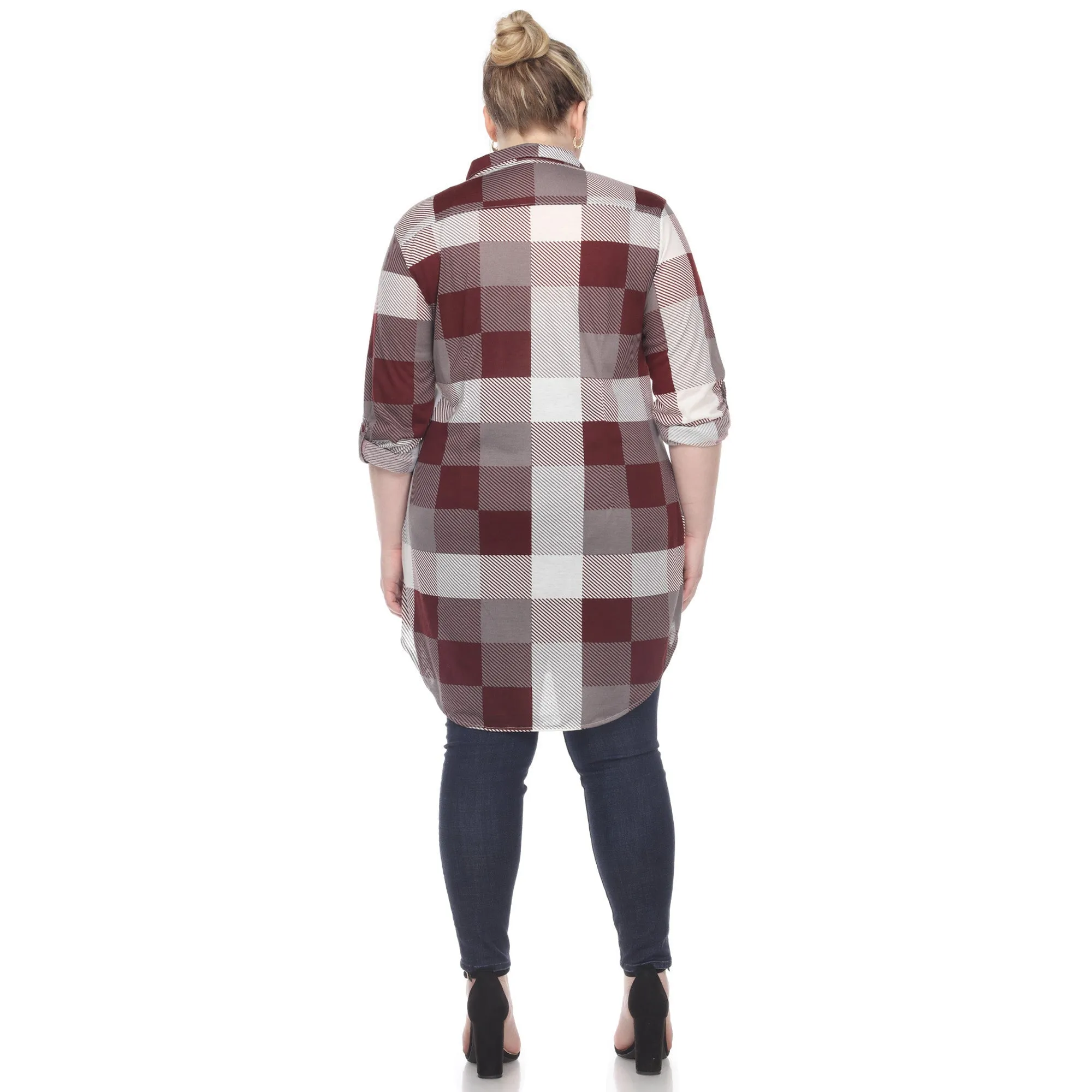 Plaid Tunic Shirt - Plus