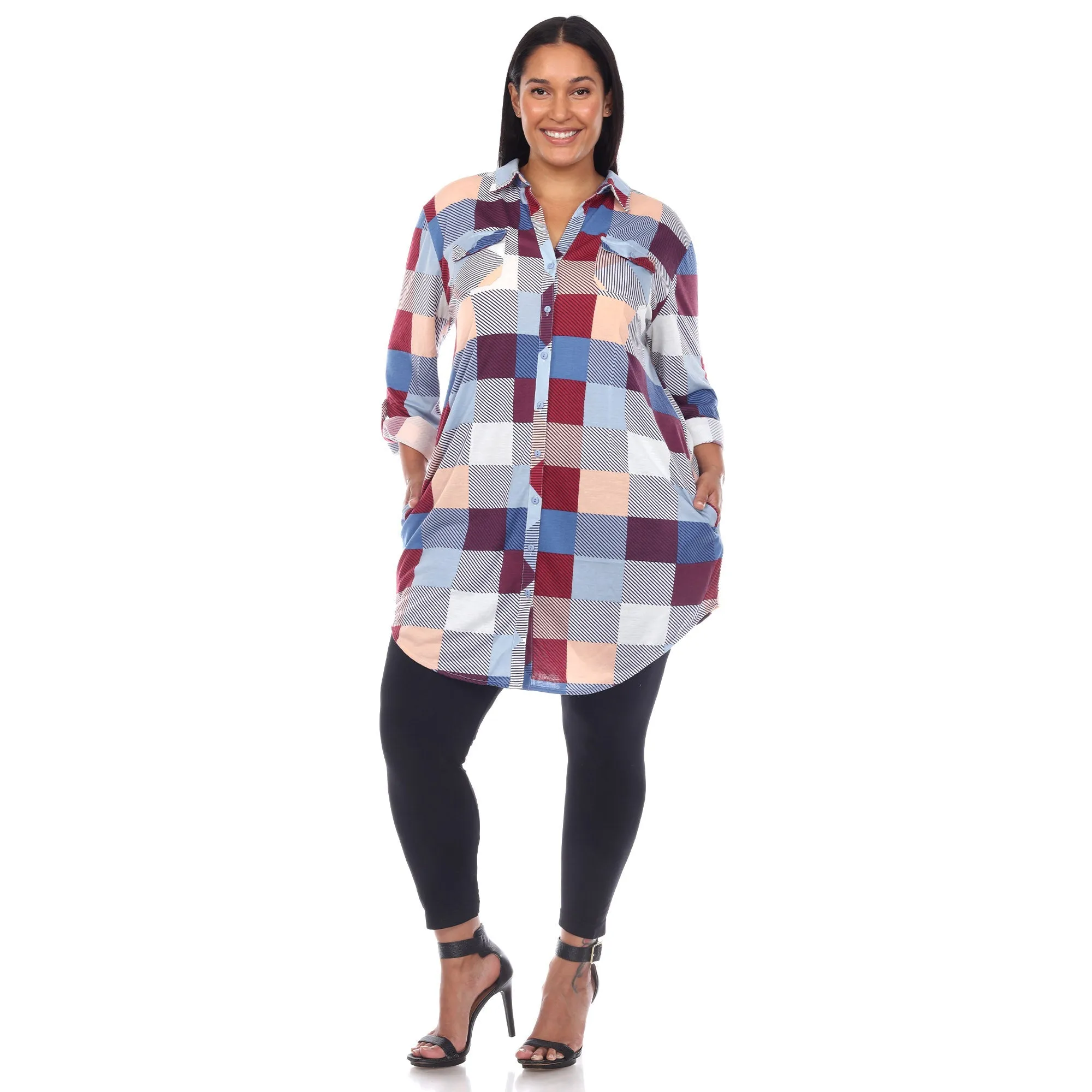 Plaid Tunic Shirt - Plus