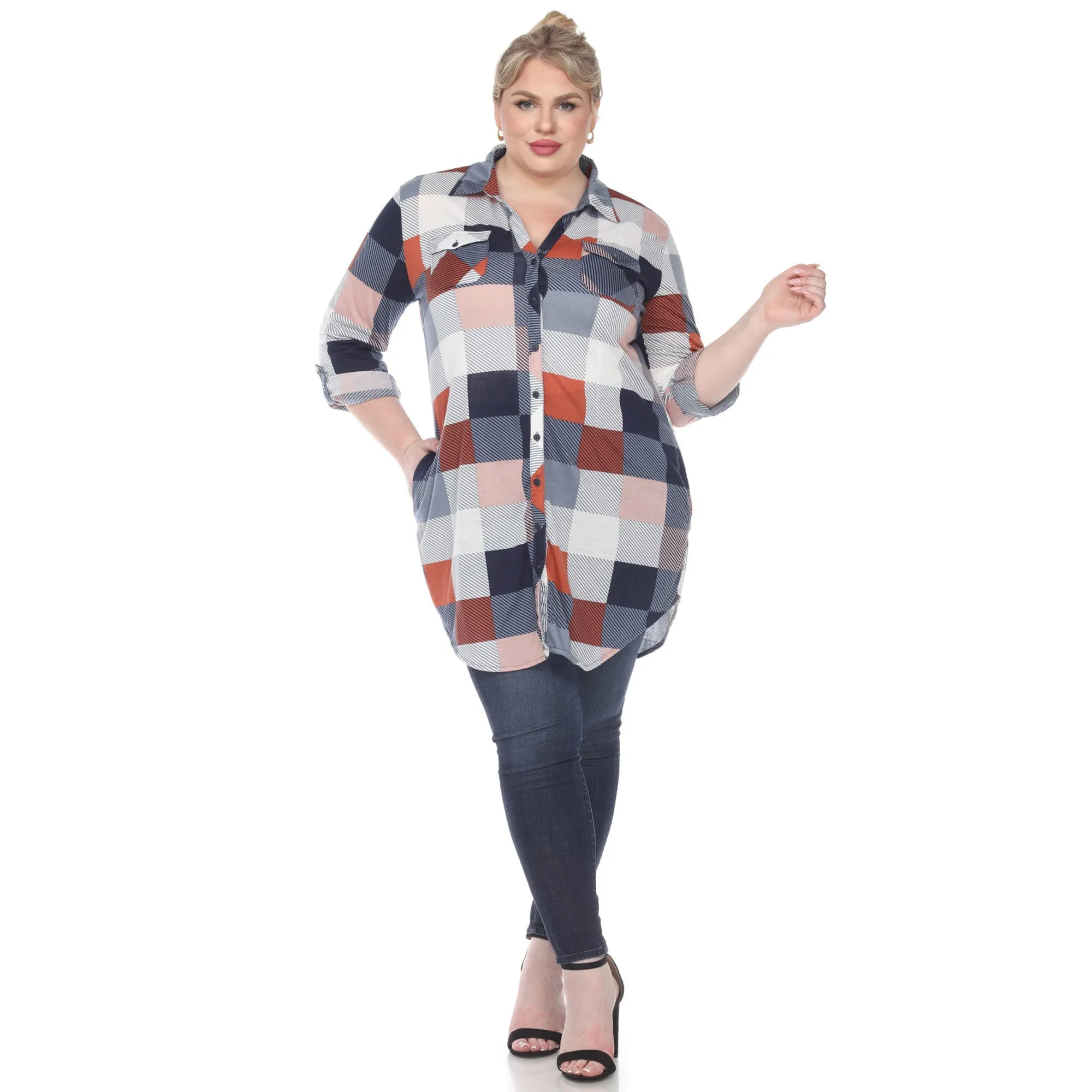 Plaid Tunic Shirt - Plus