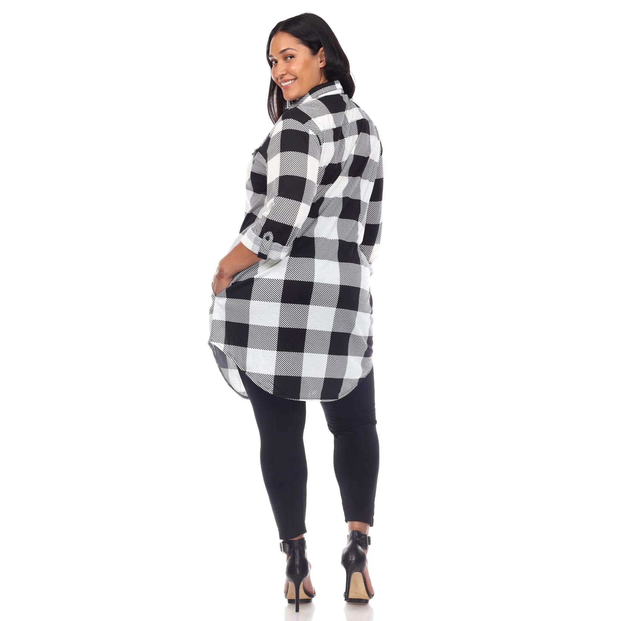 Plaid Tunic Shirt - Plus