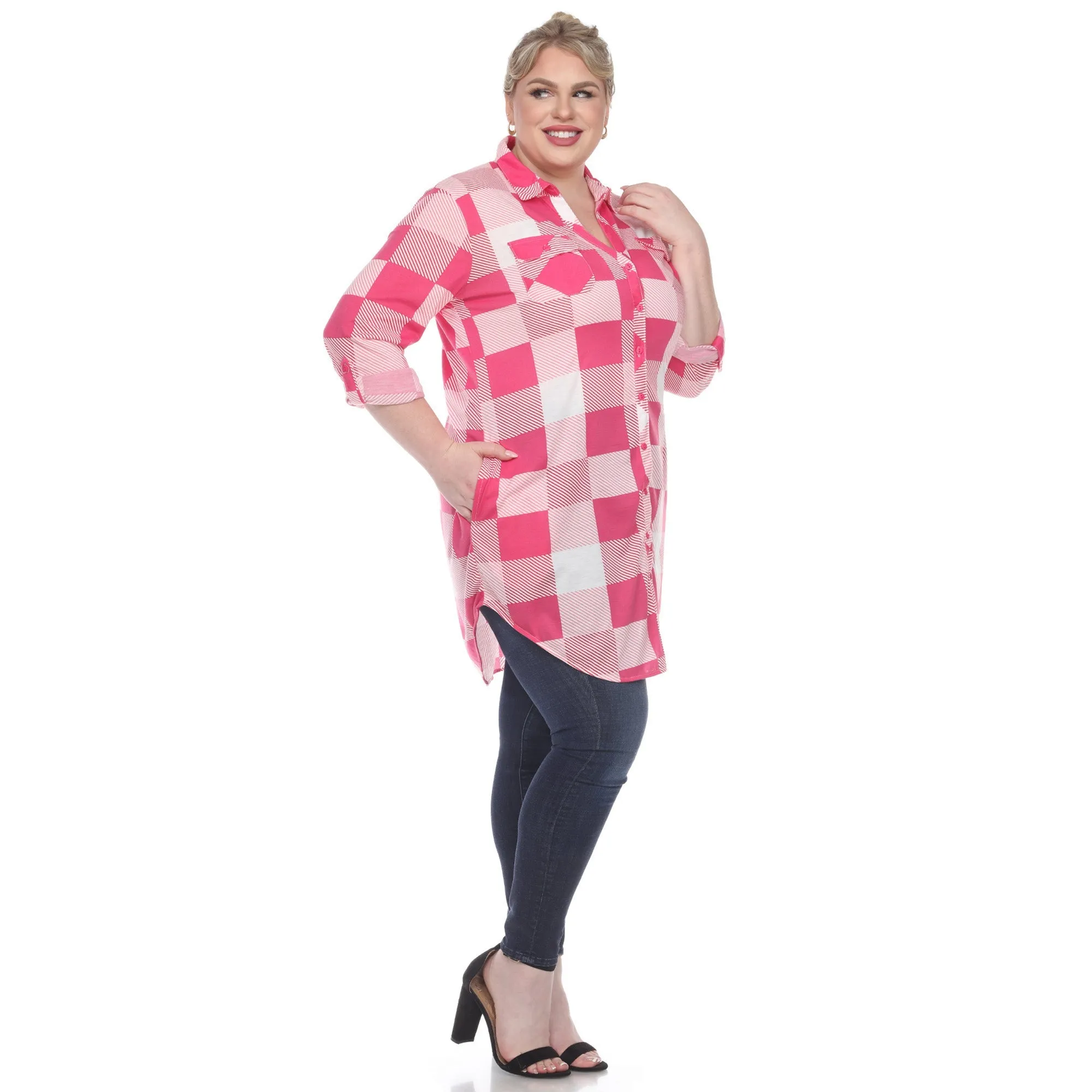 Plaid Tunic Shirt - Plus