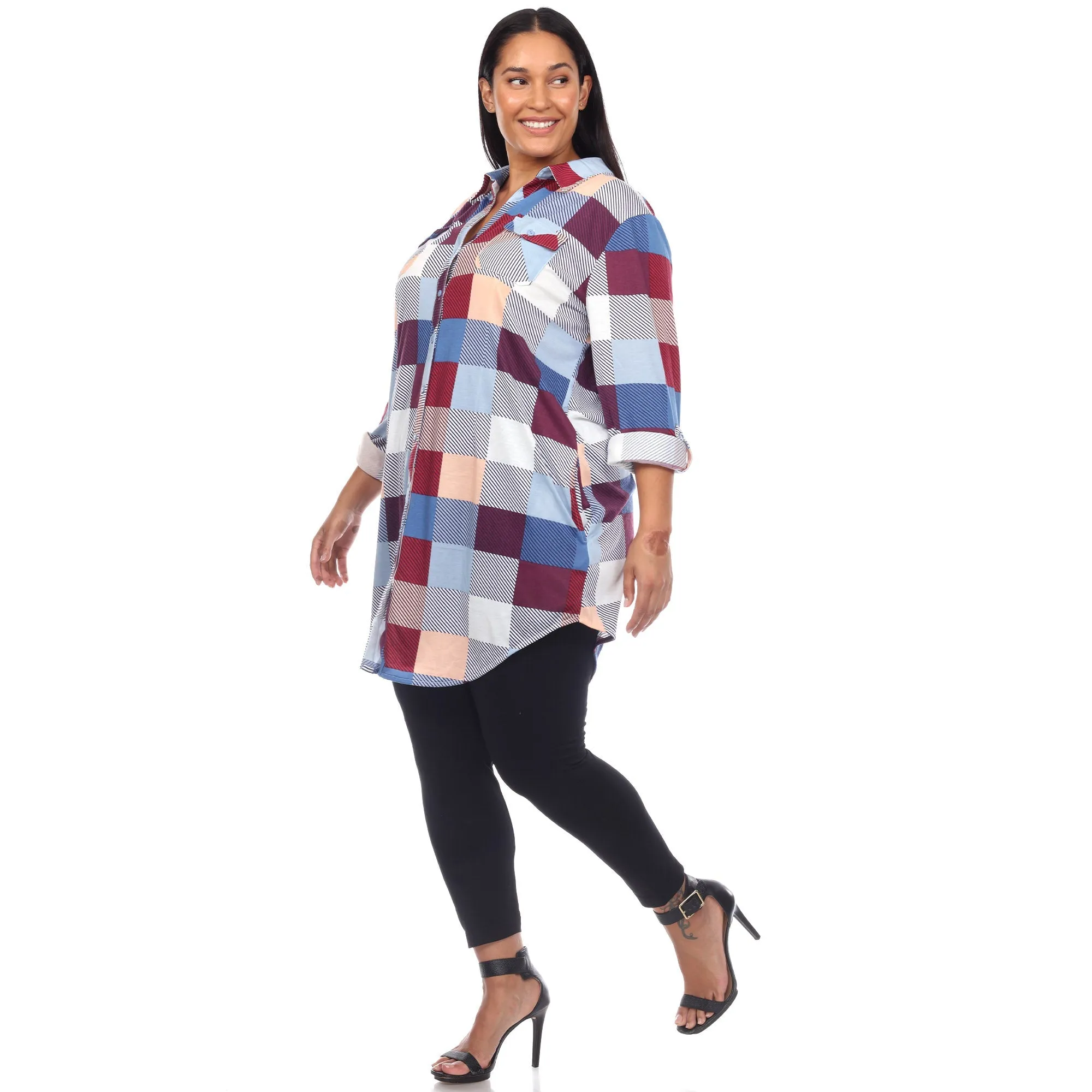 Plaid Tunic Shirt - Plus