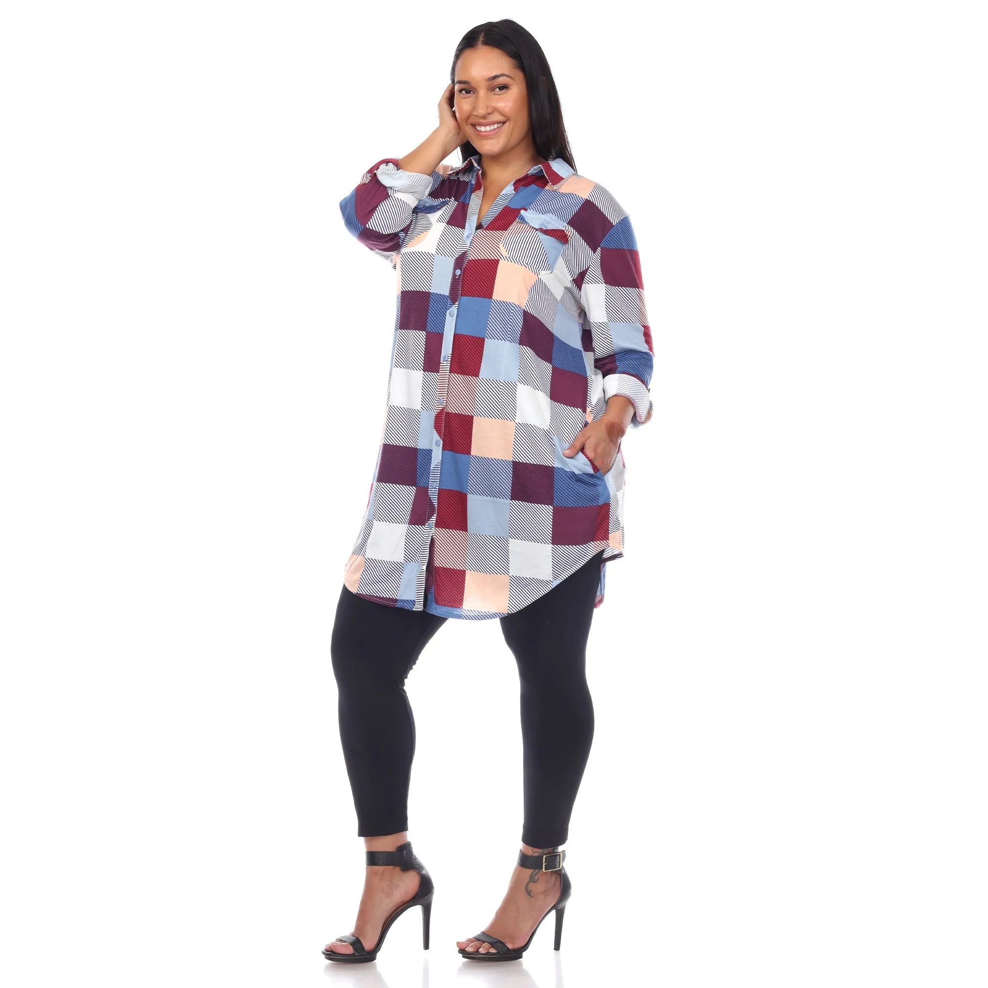 Plaid Tunic Shirt - Plus