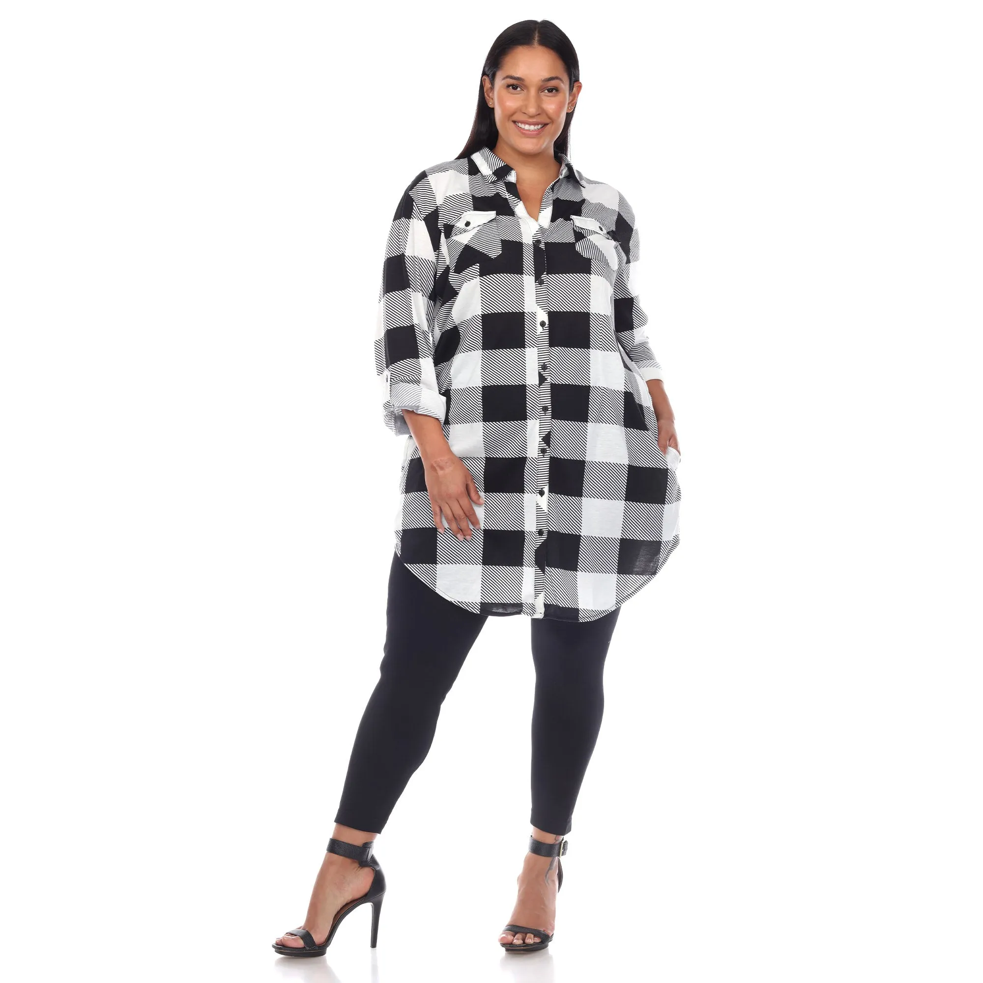 Plaid Tunic Shirt - Plus