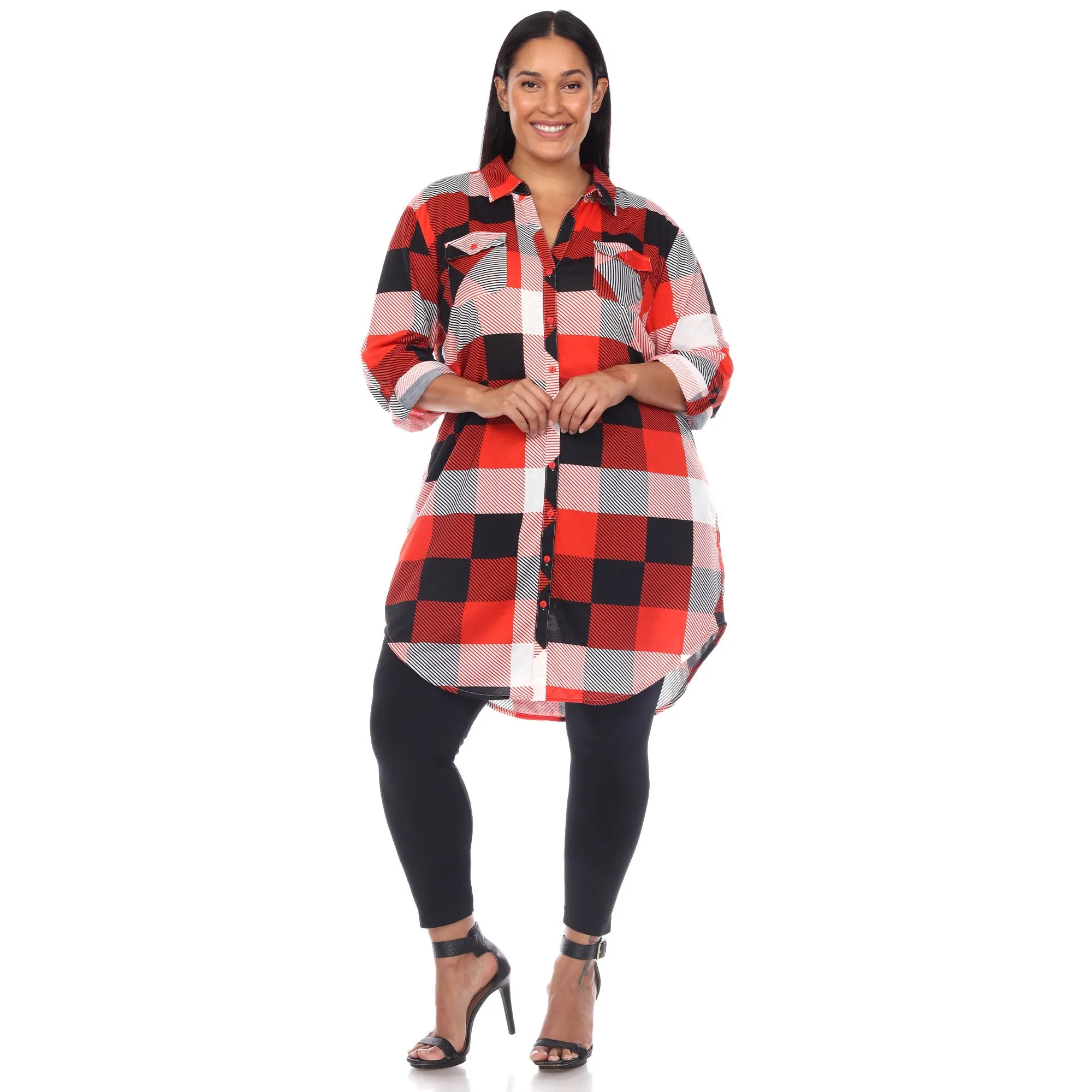 Plaid Tunic Shirt - Plus