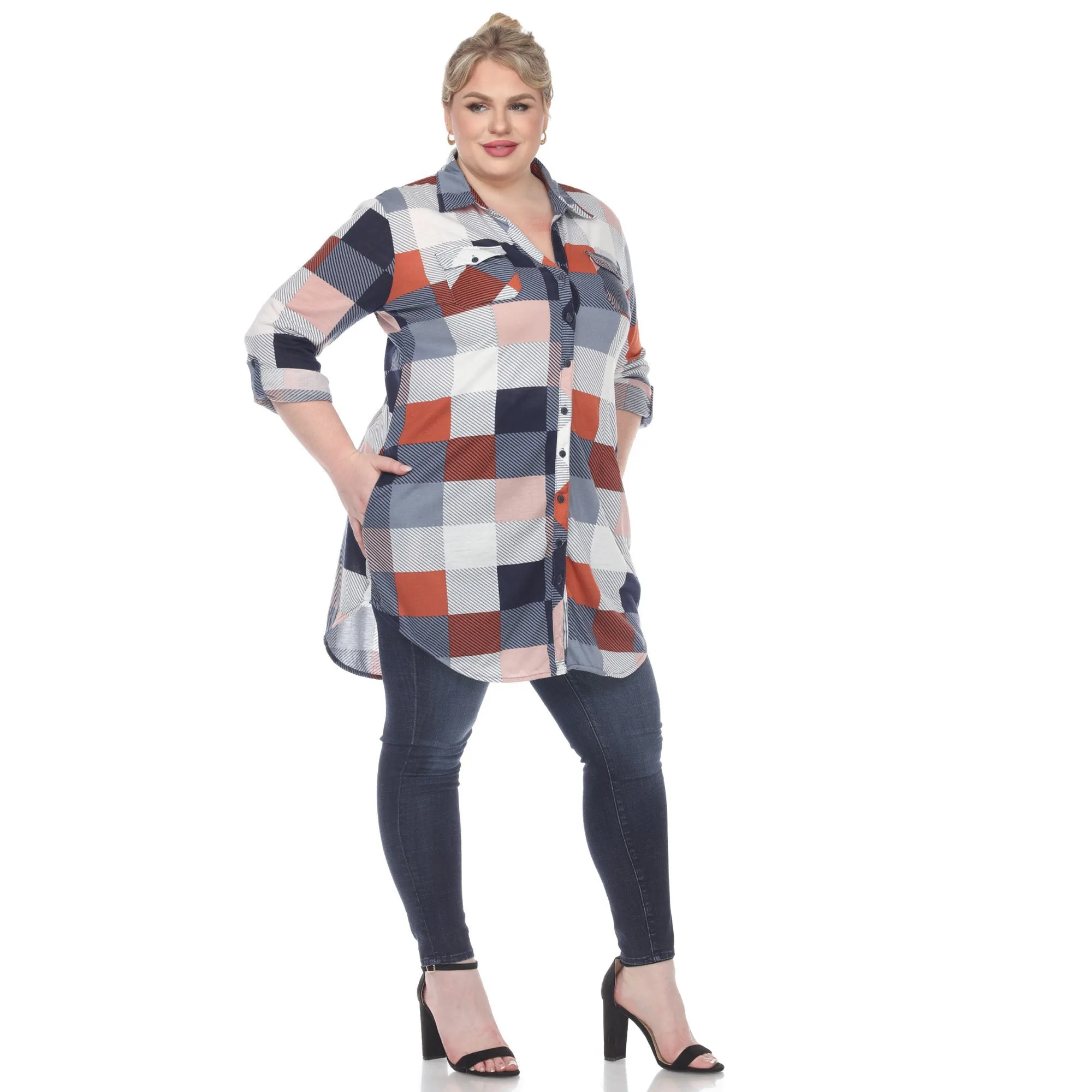 Plaid Tunic Shirt - Plus