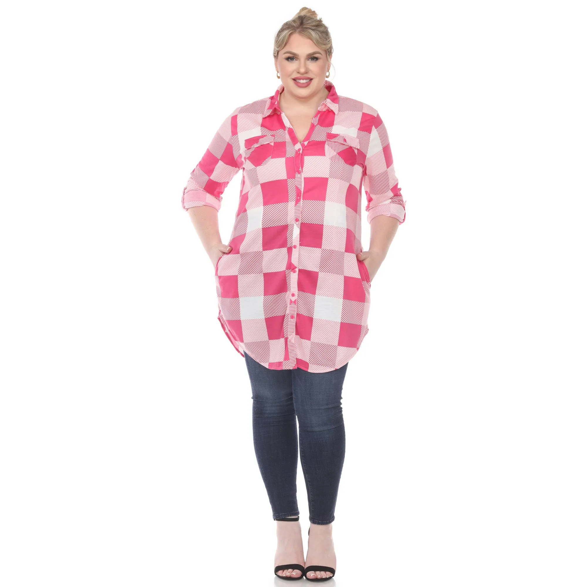 Plaid Tunic Shirt - Plus