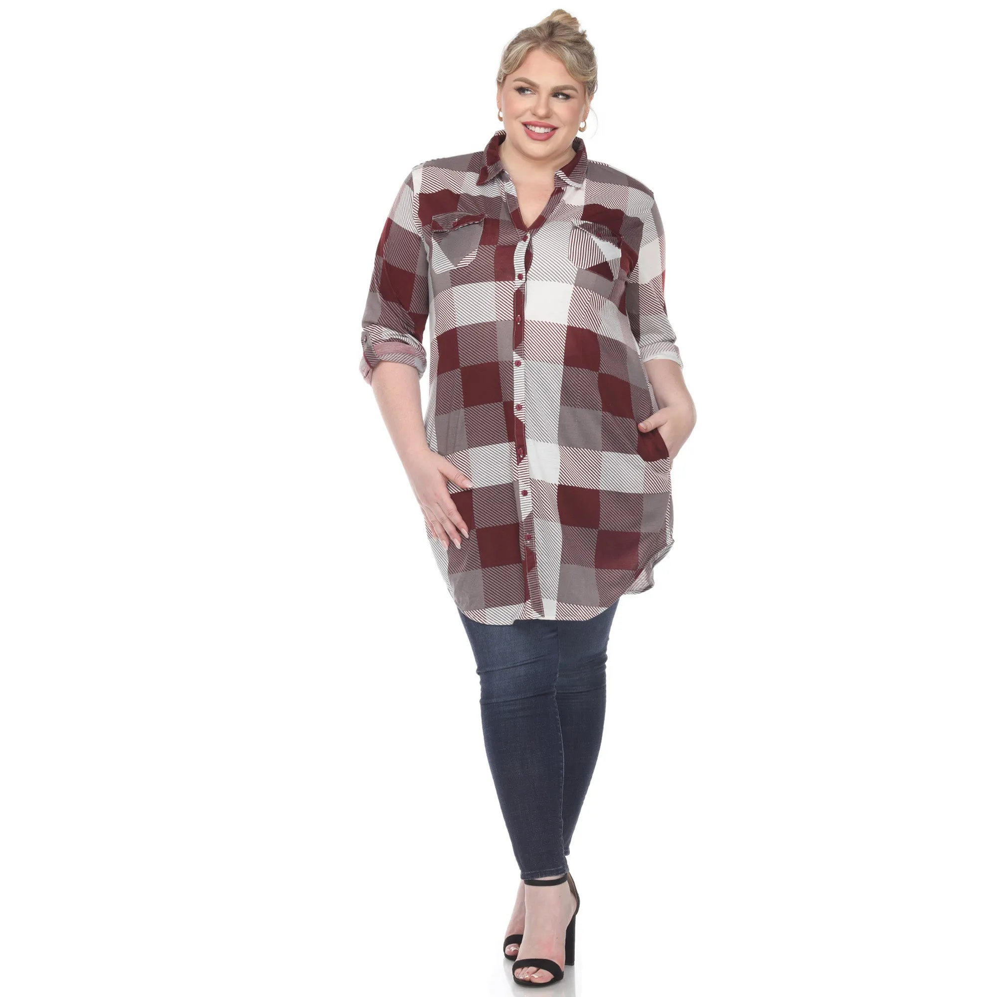 Plaid Tunic Shirt - Plus