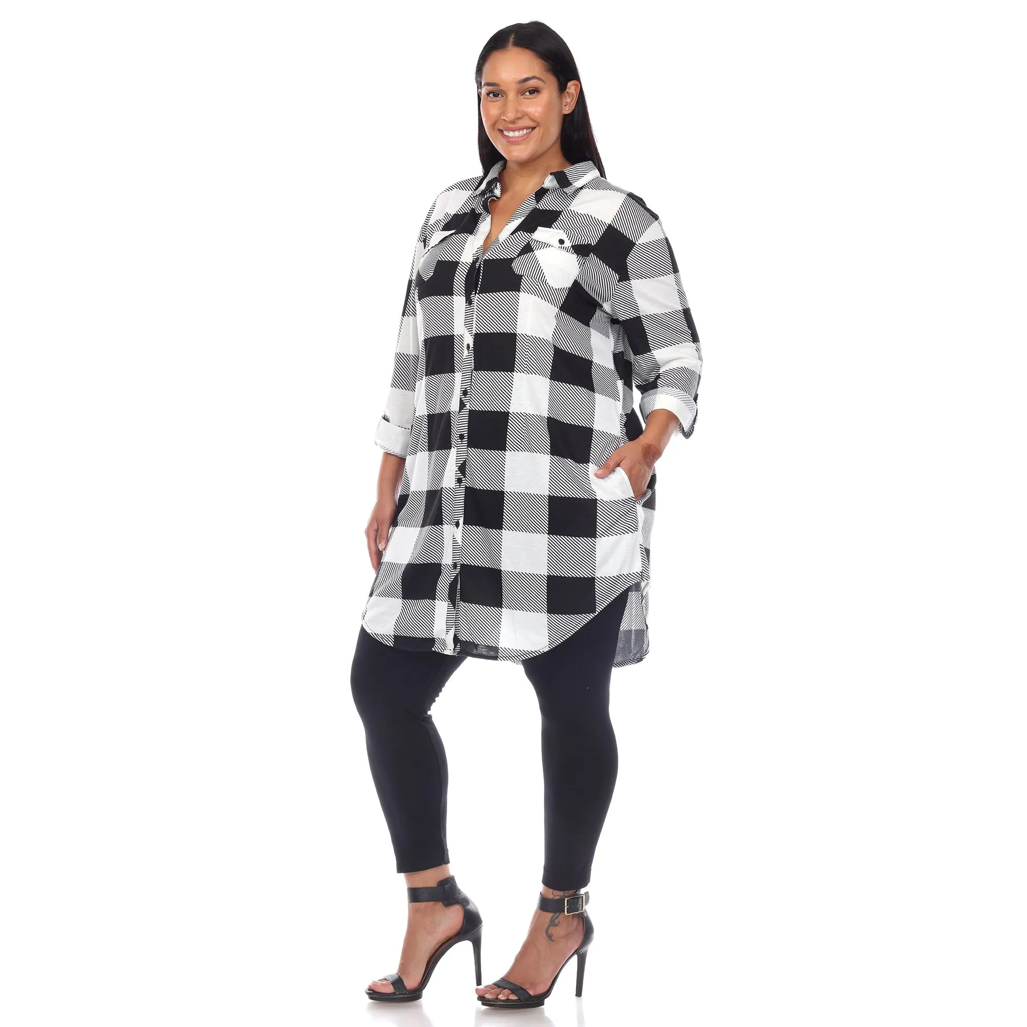 Plaid Tunic Shirt - Plus