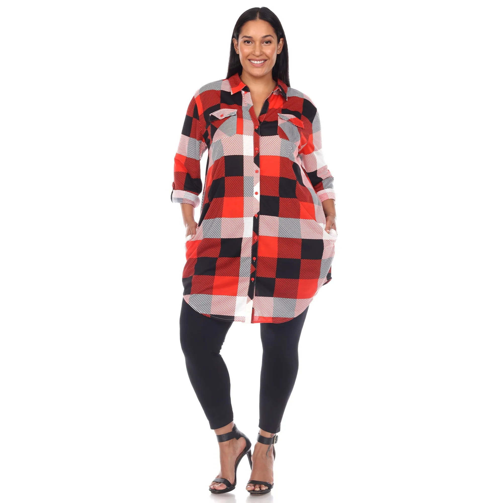 Plaid Tunic Shirt - Plus