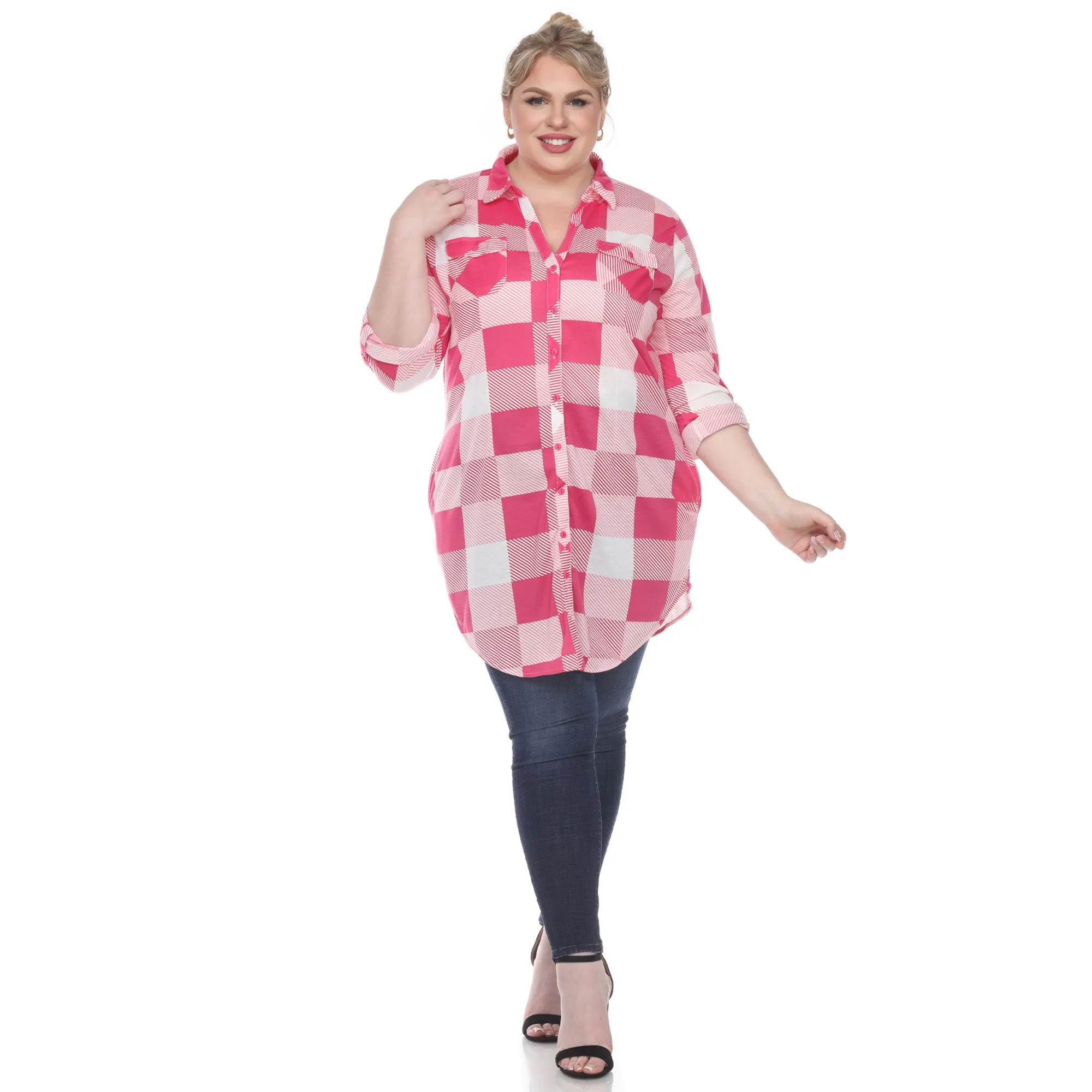 Plaid Tunic Shirt - Plus