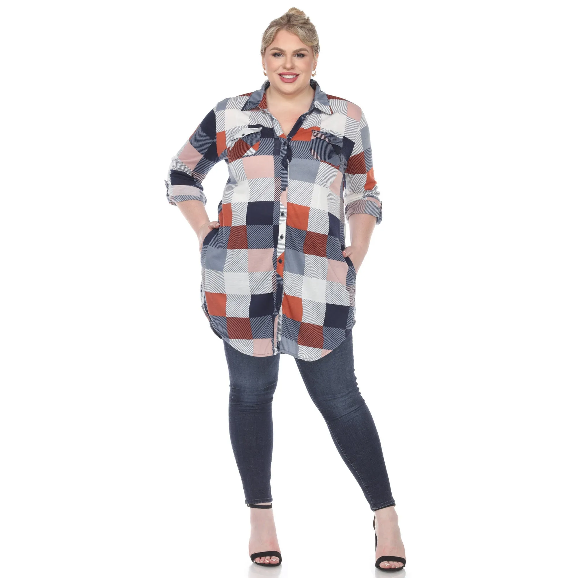 Plaid Tunic Shirt - Plus