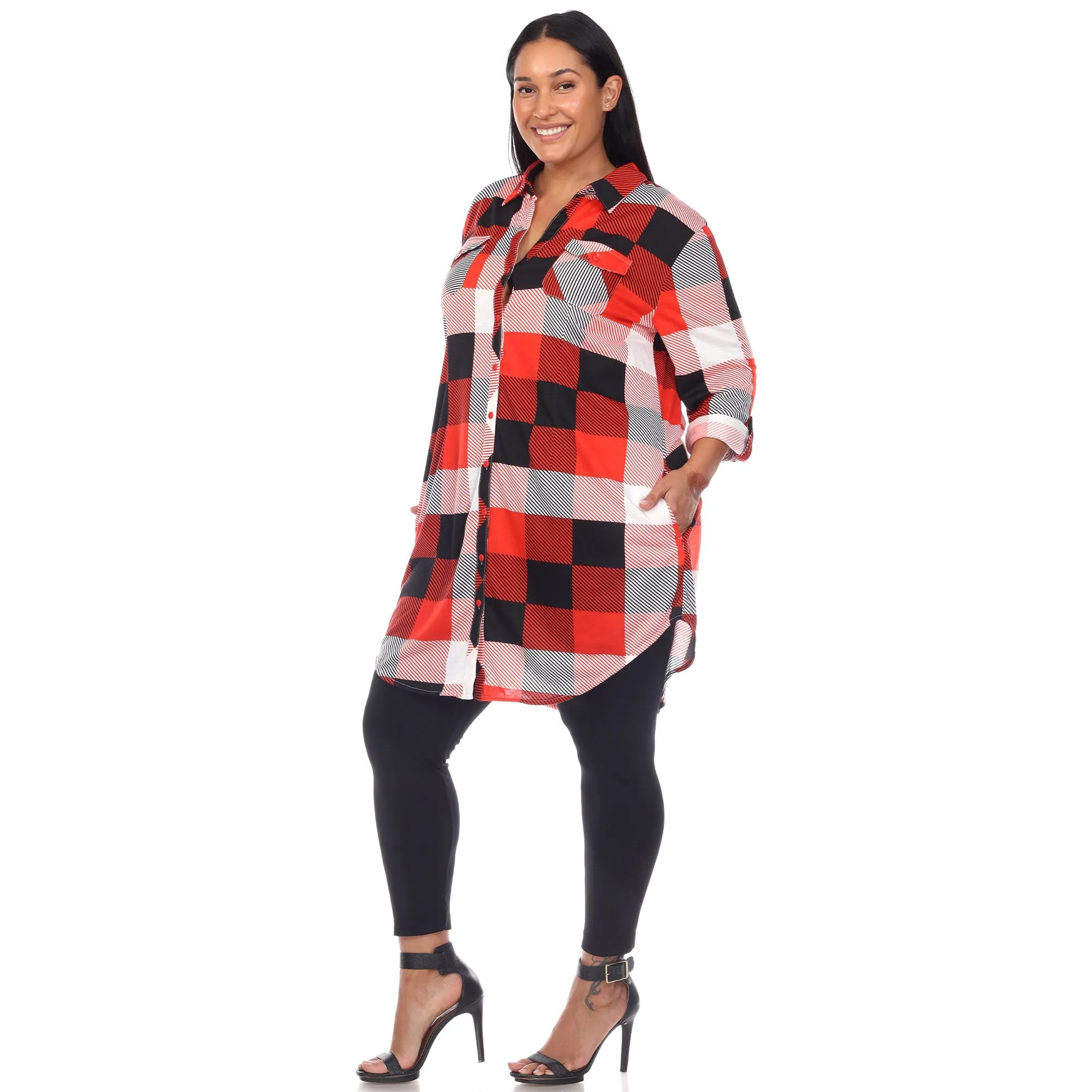 Plaid Tunic Shirt - Plus