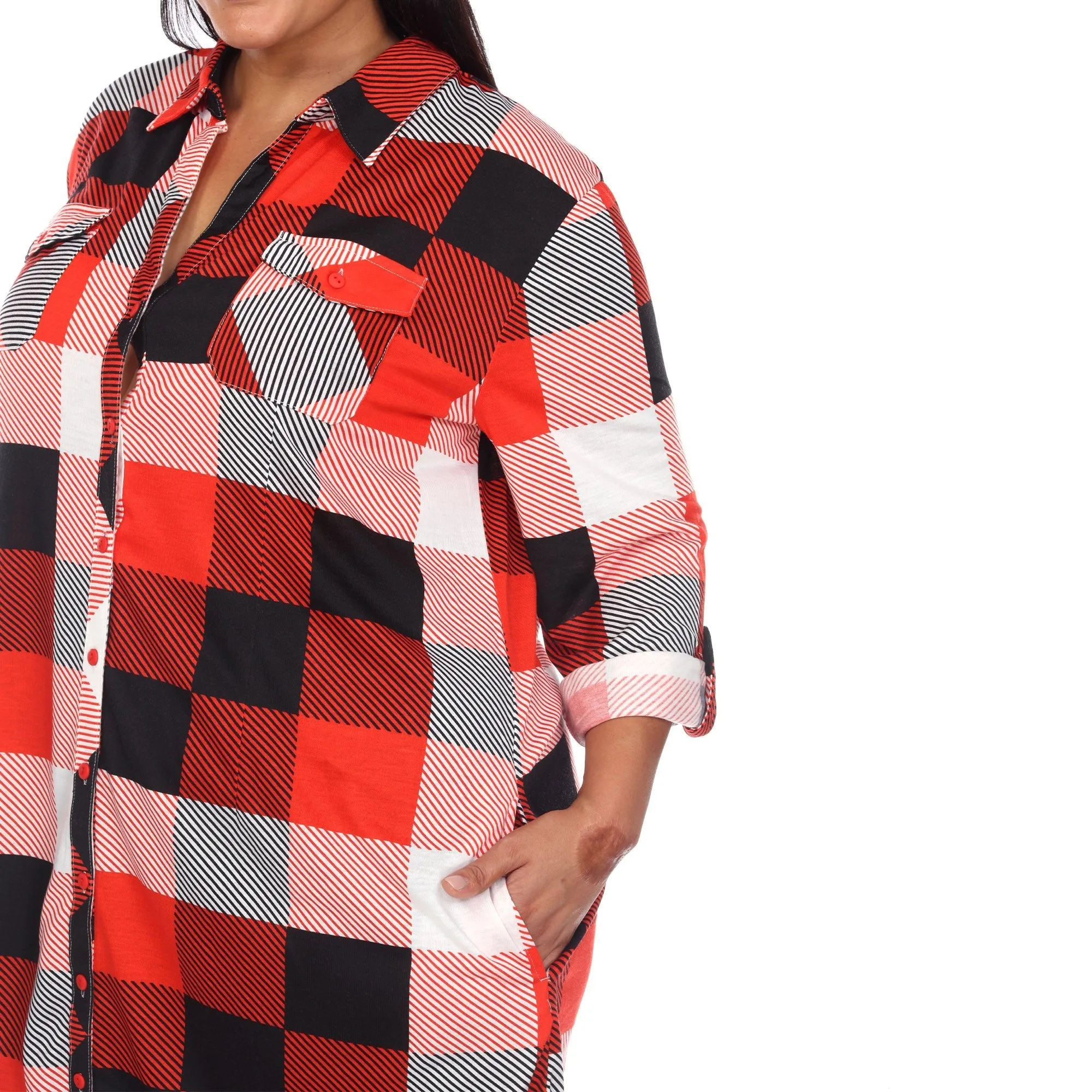 Plaid Tunic Shirt - Plus