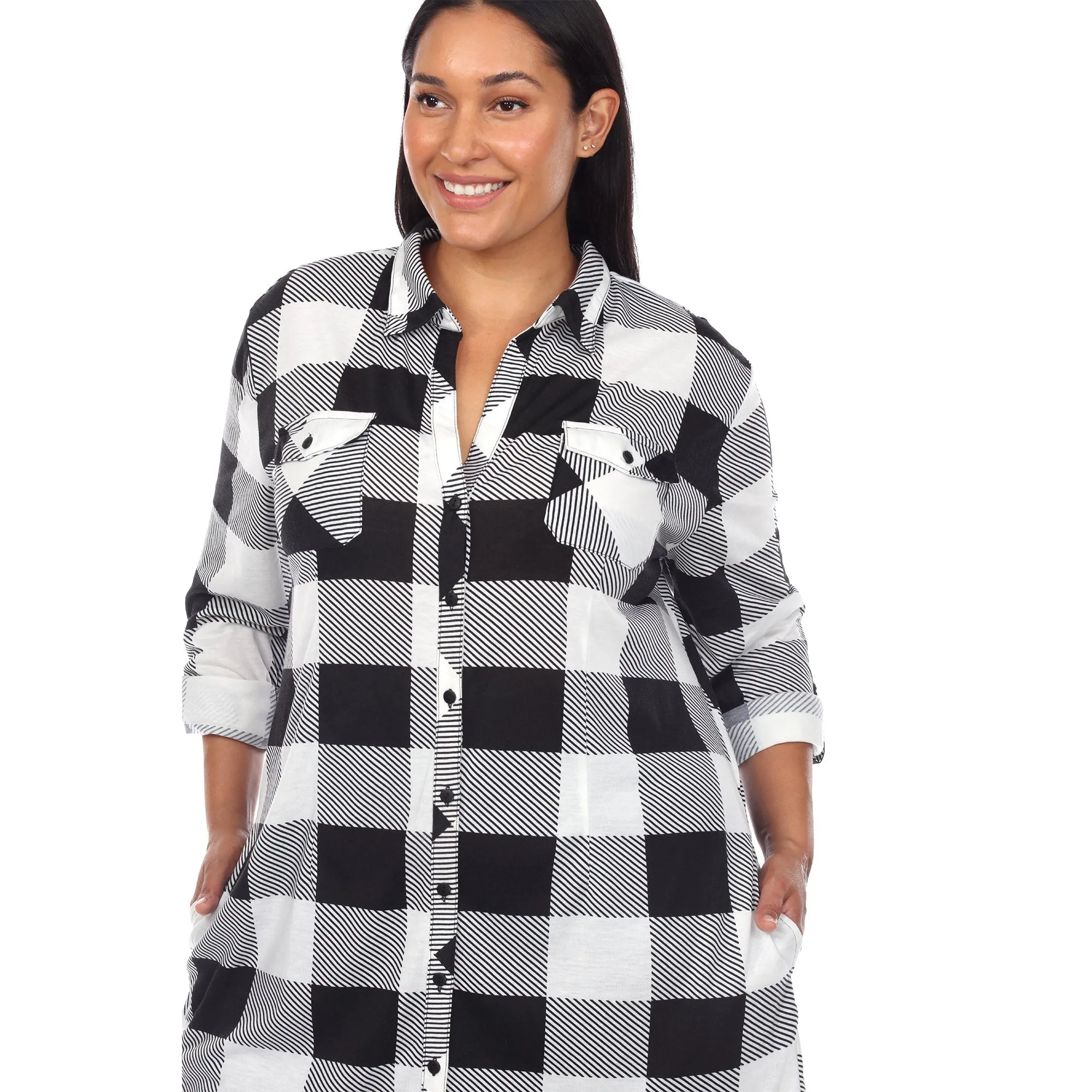 Plaid Tunic Shirt - Plus