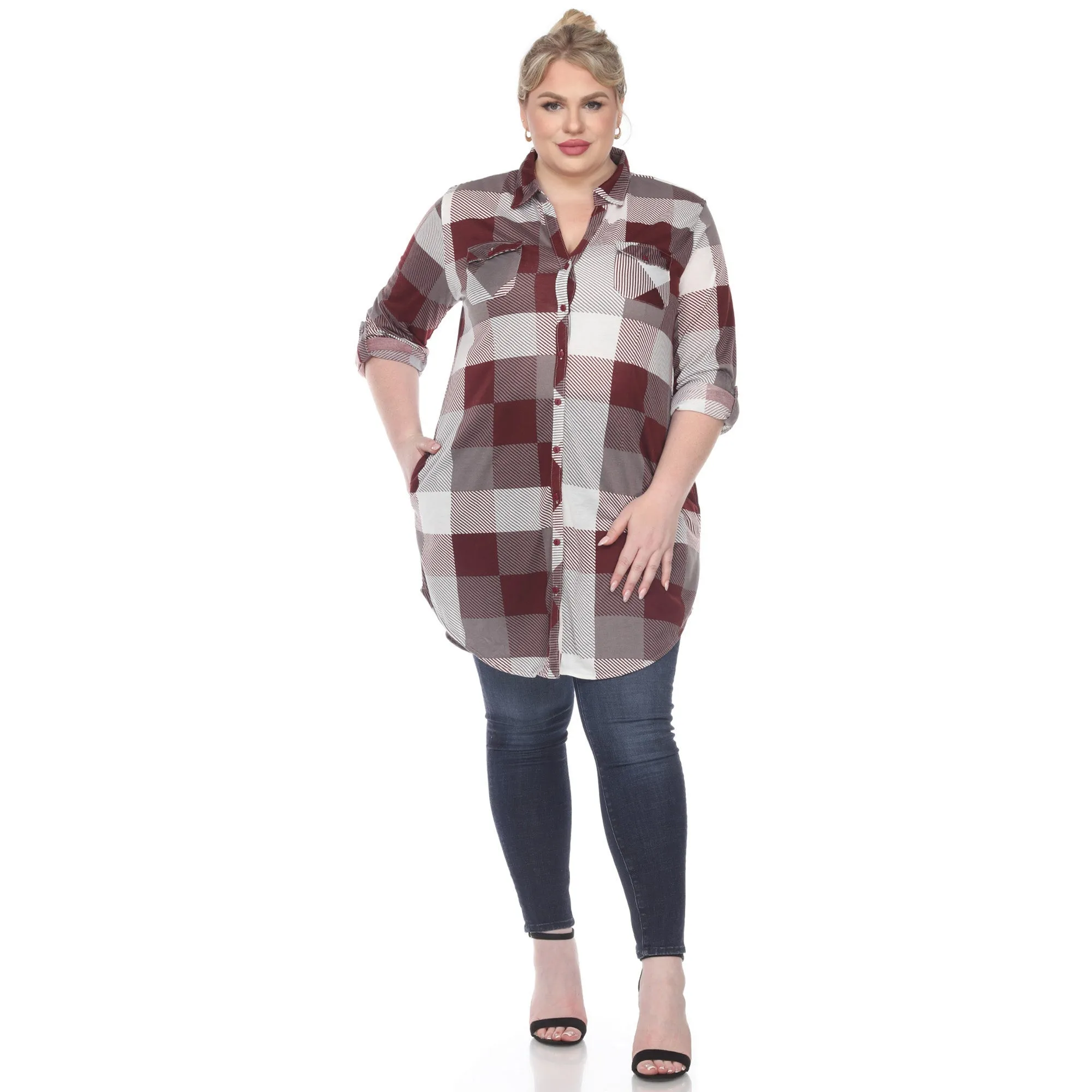 Plaid Tunic Shirt - Plus