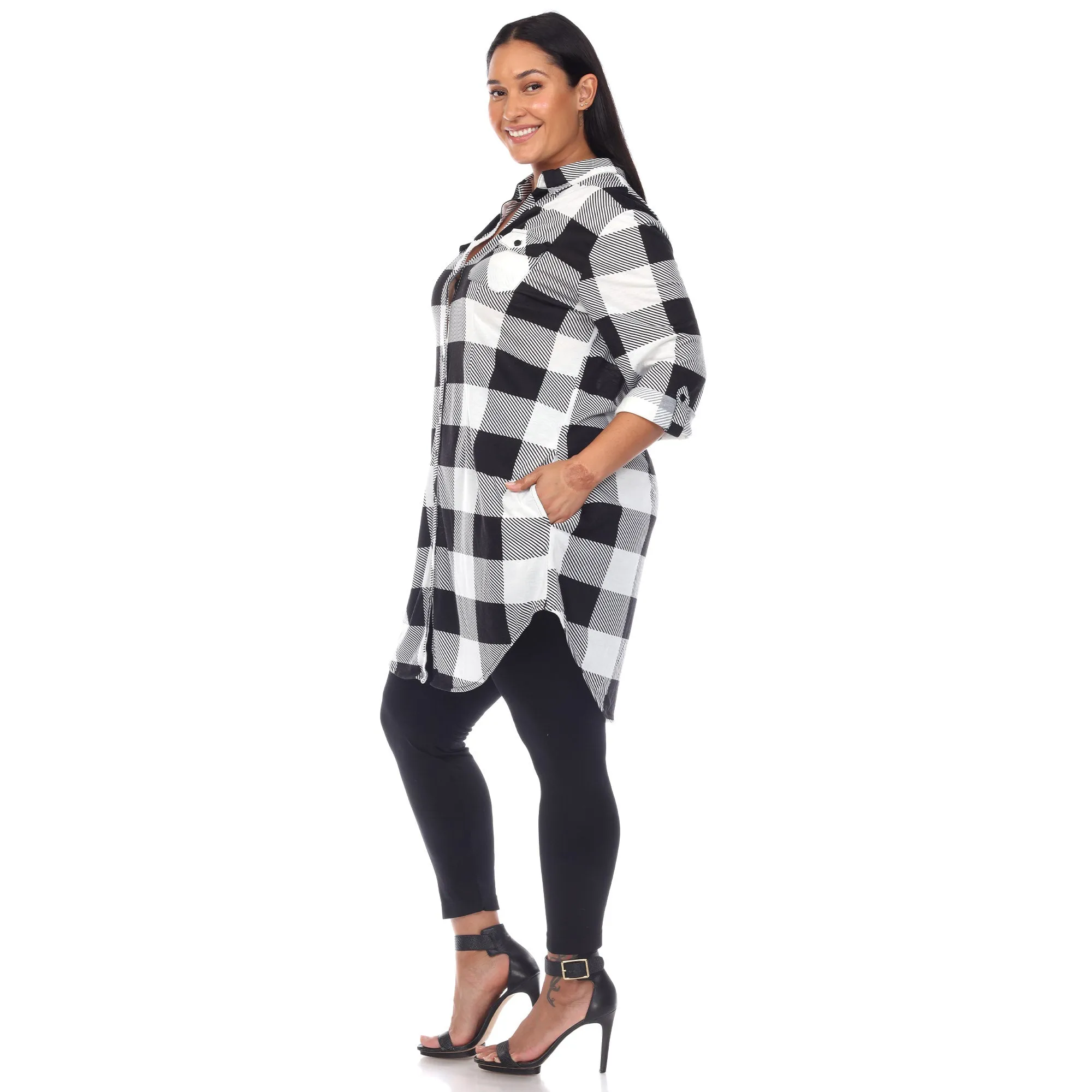 Plaid Tunic Shirt - Plus