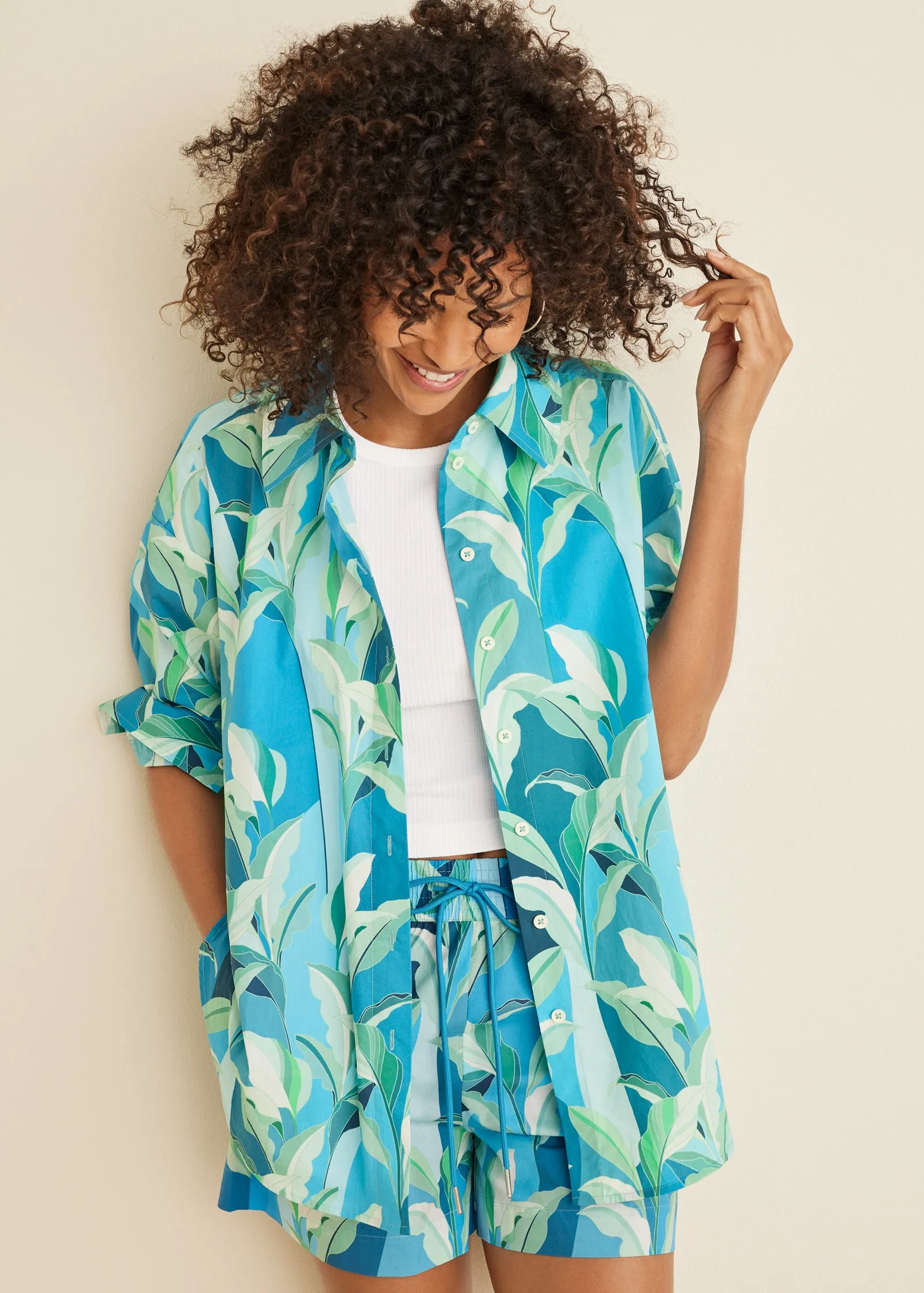 Printed Button Down Top - Botanical Beauty