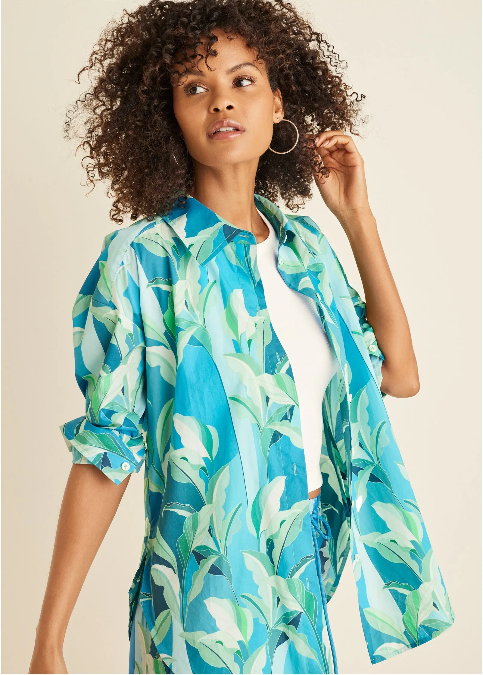 Printed Button Down Top - Botanical Beauty